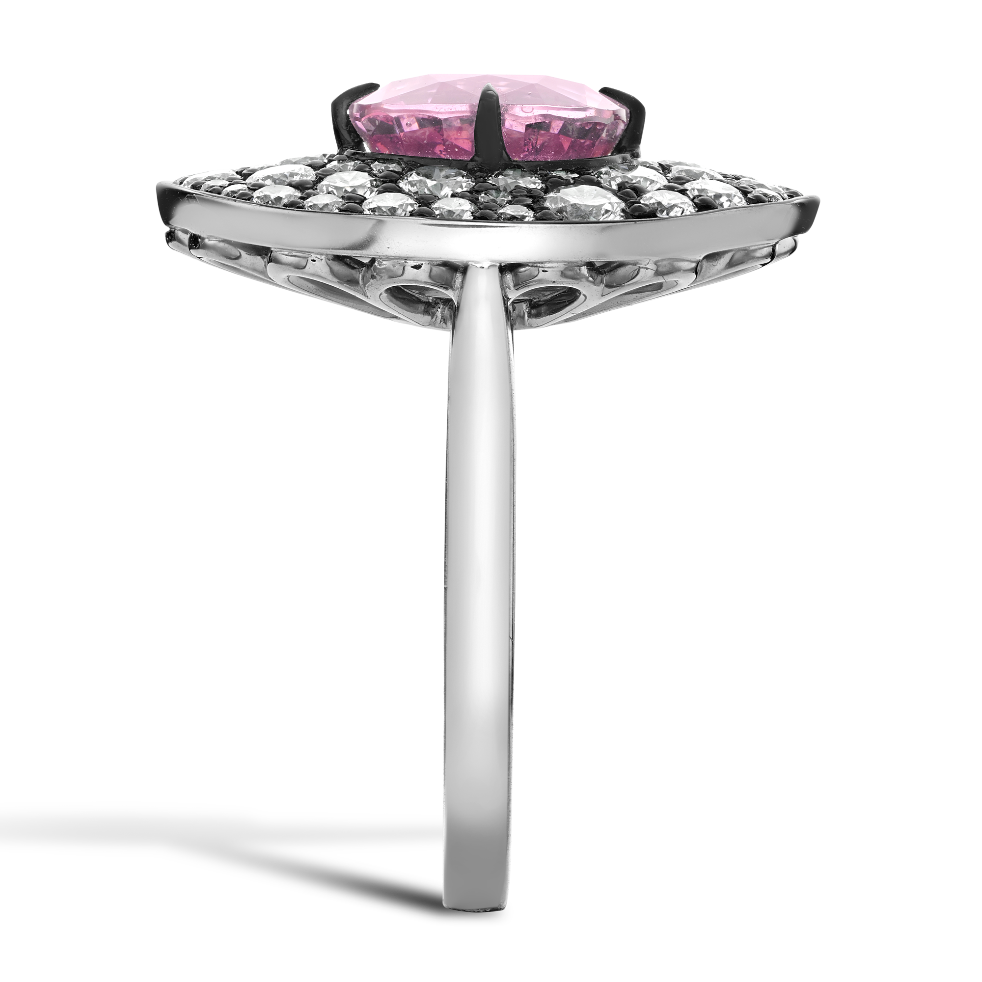 Snowstorm 3.70ct Spinel and Diamond Cocktail Ring Cushion modern cut, Claw set_4