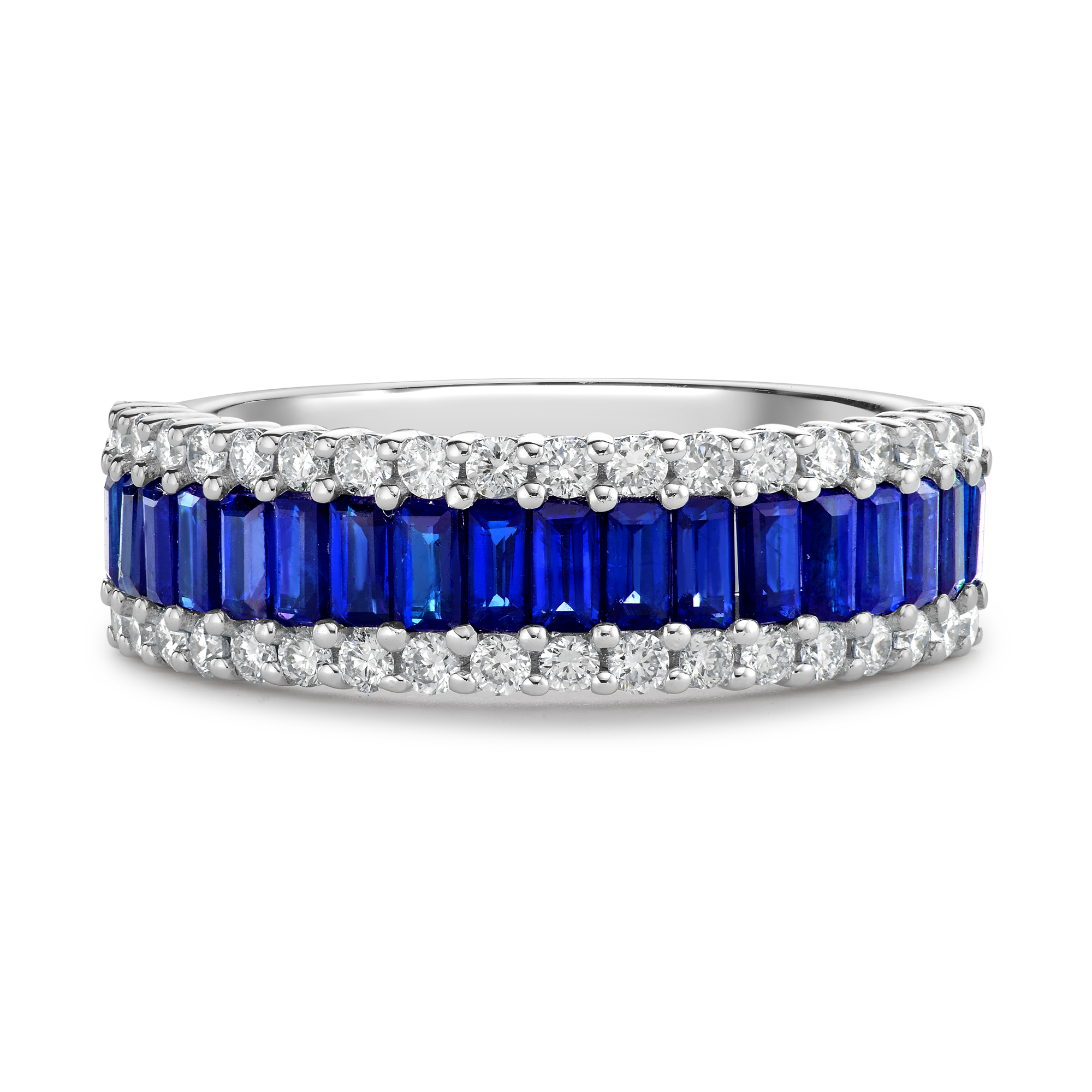 Sapphire and Diamond Eternity Ring Baguette Cut, Brilliant Cut, Claw Set_2