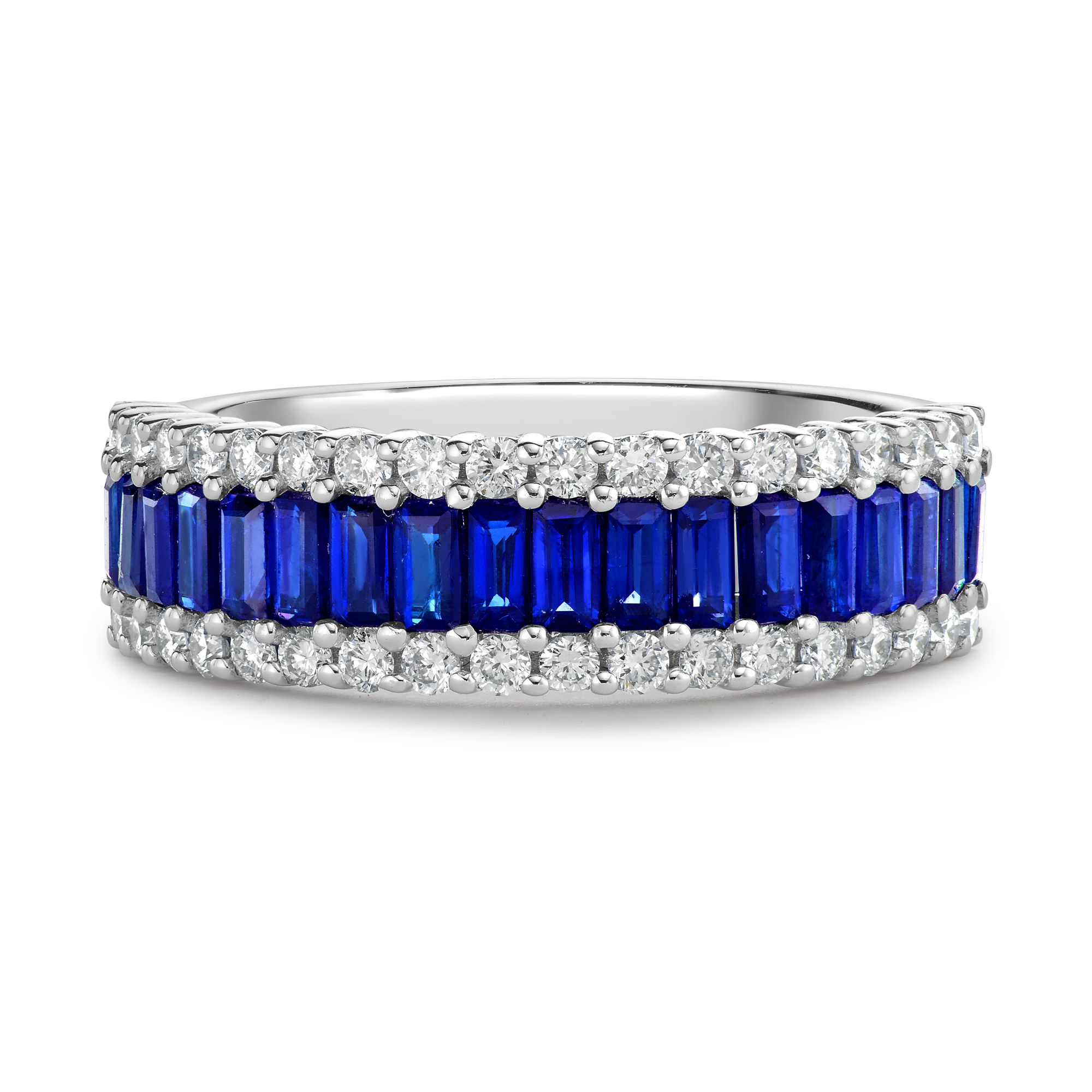 Sapphire and Diamond Eternity Ring Baguette Cut, Brilliant Cut, Claw Set_2