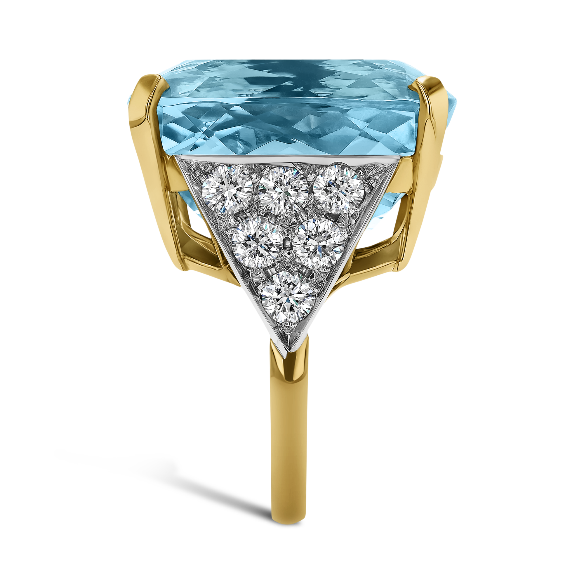 Cushion Cut  33.20ct Aquamarine and Diamond Solitaire Ring Cushion Cut, Claw Set_4