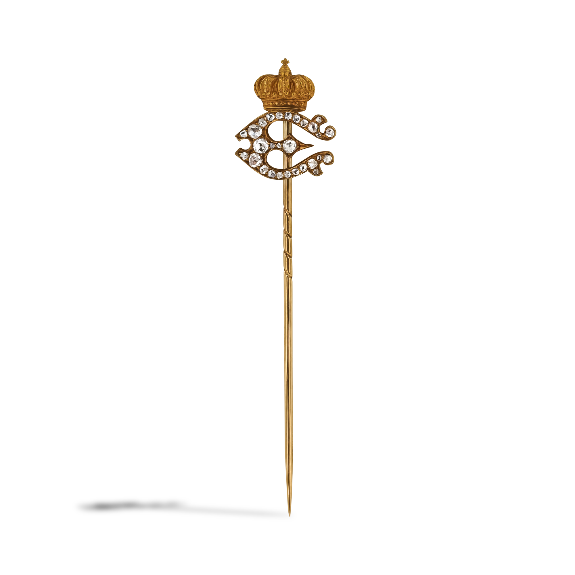 Edwardian Rose Cut Diamond Crown Stick Pin Rose cut, Thread Set_1