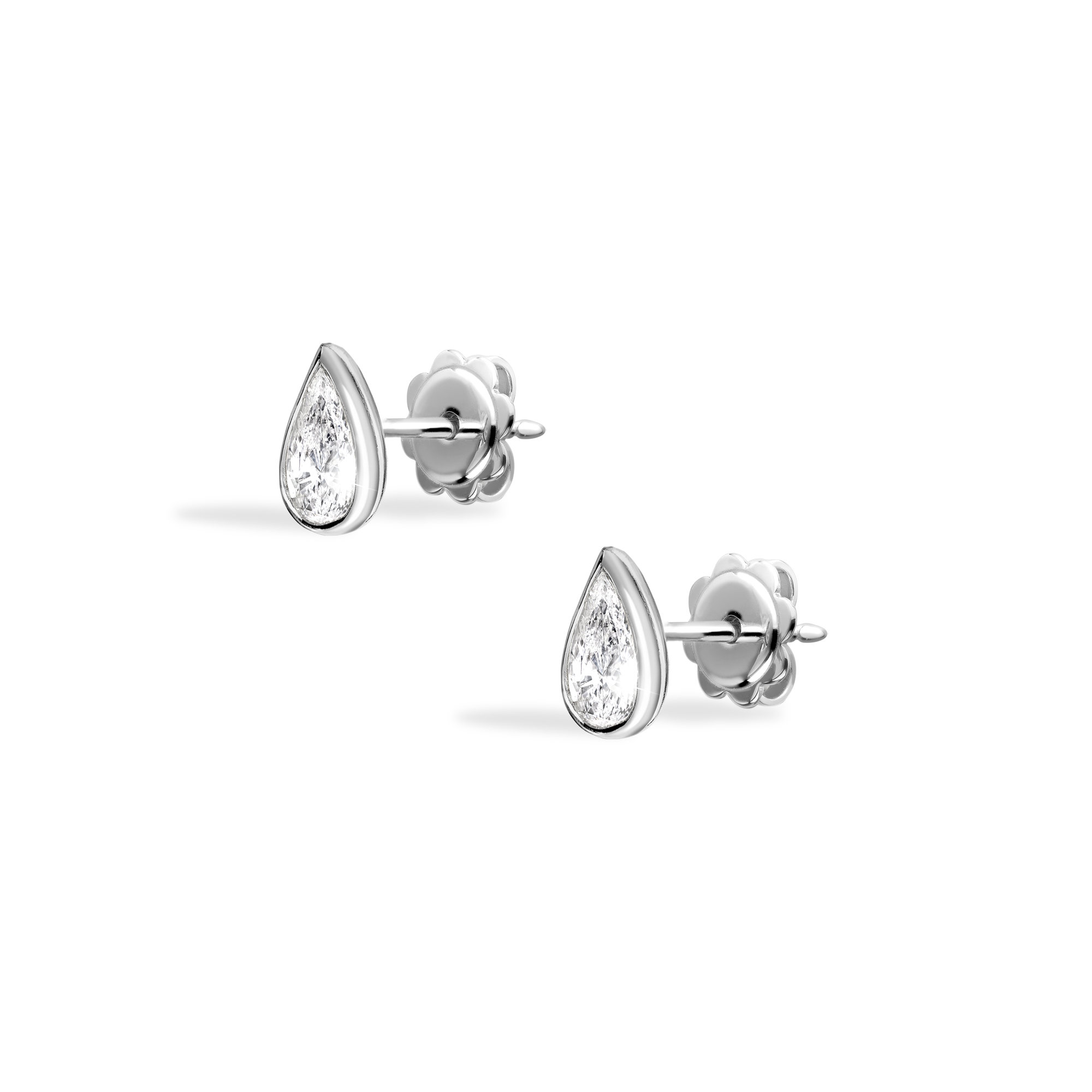 Pearshape Diamond Stud Earrings Pearshape Cut, Rubover Set_2