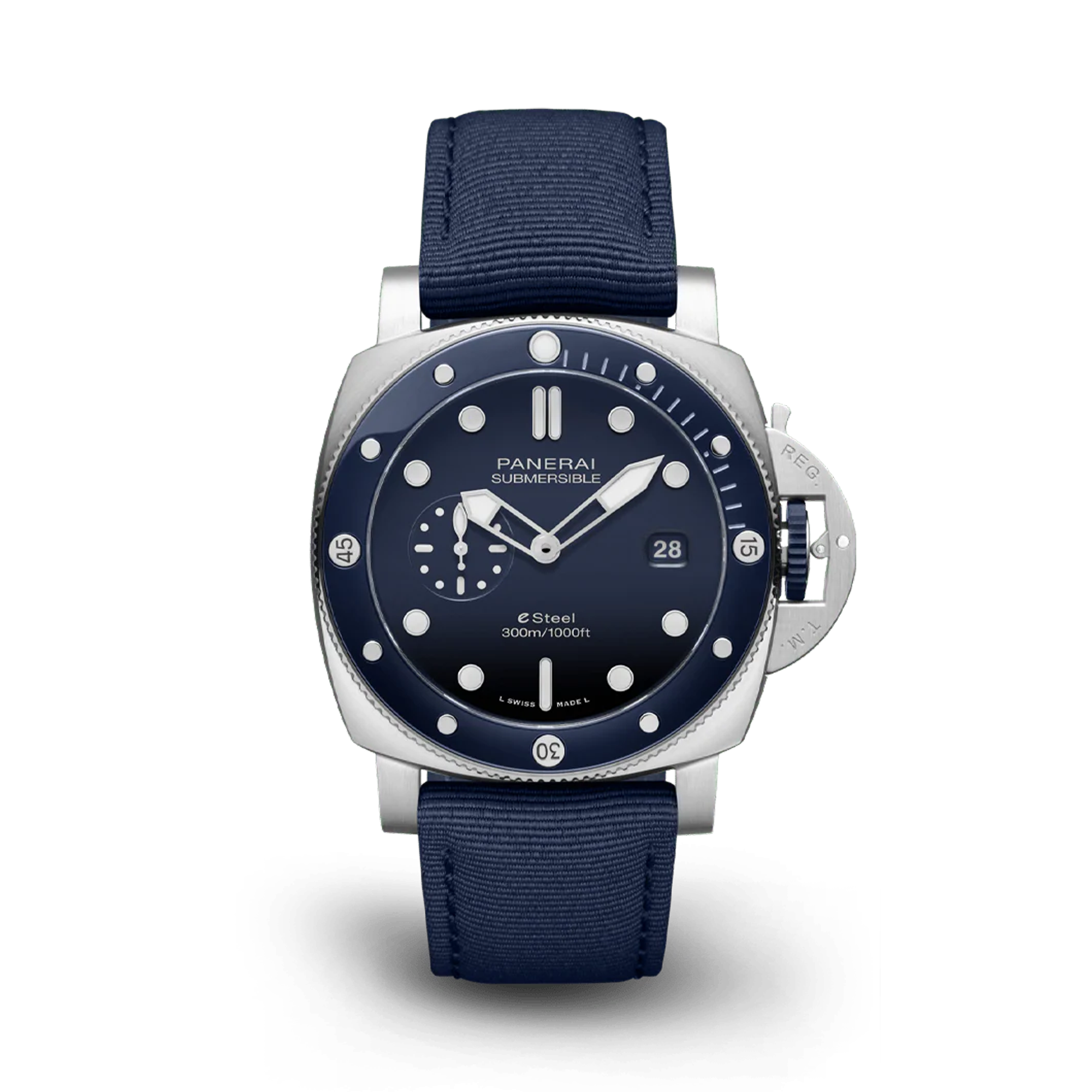 Panerai Submersible QuarantaQuattro ESteel™ Blu Profondo 44mm, Blue Dial, Baton Numerals_1