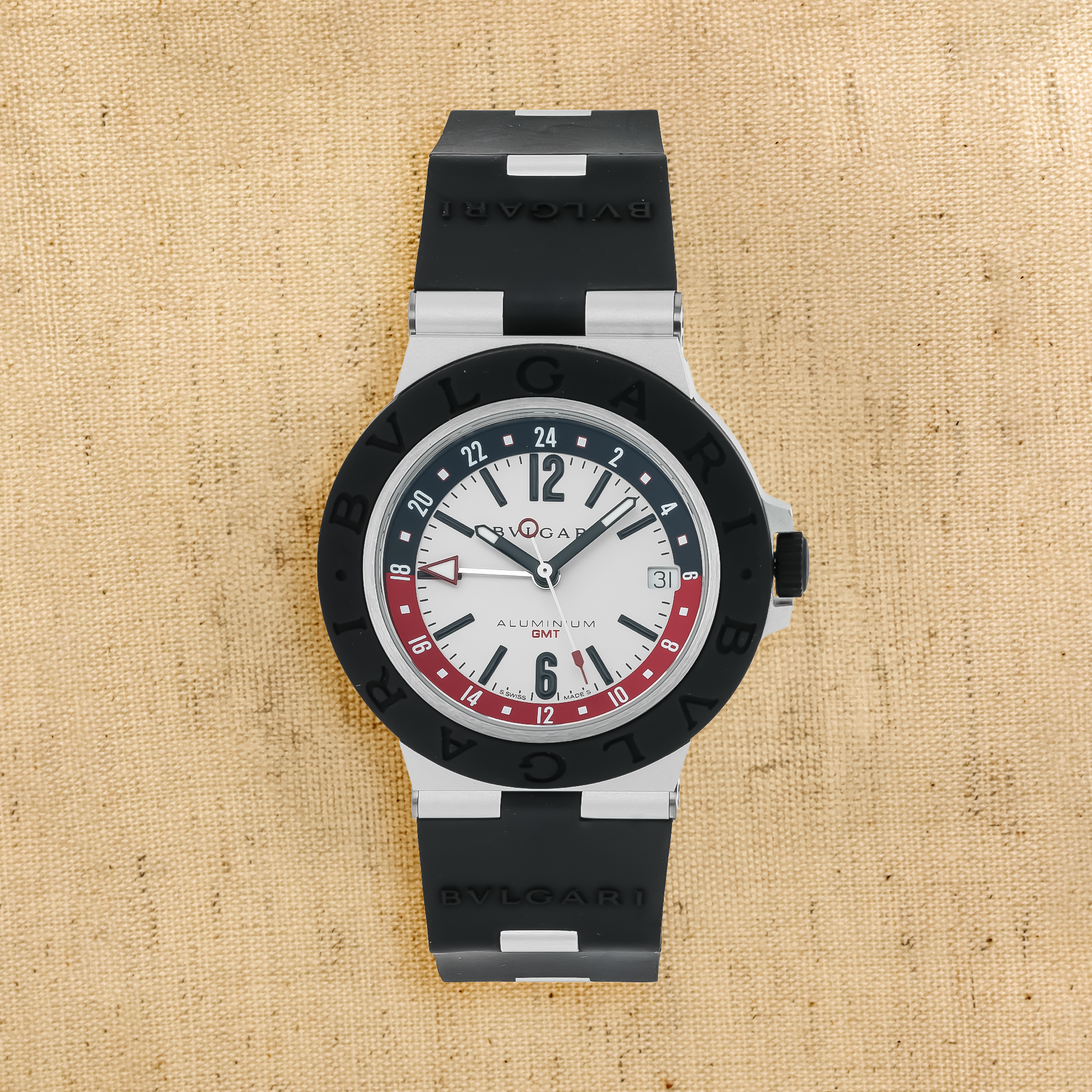 Pre-owned Bvlgari Aluminium 40mm, White Dial, Arabic/Baton Numerals_1