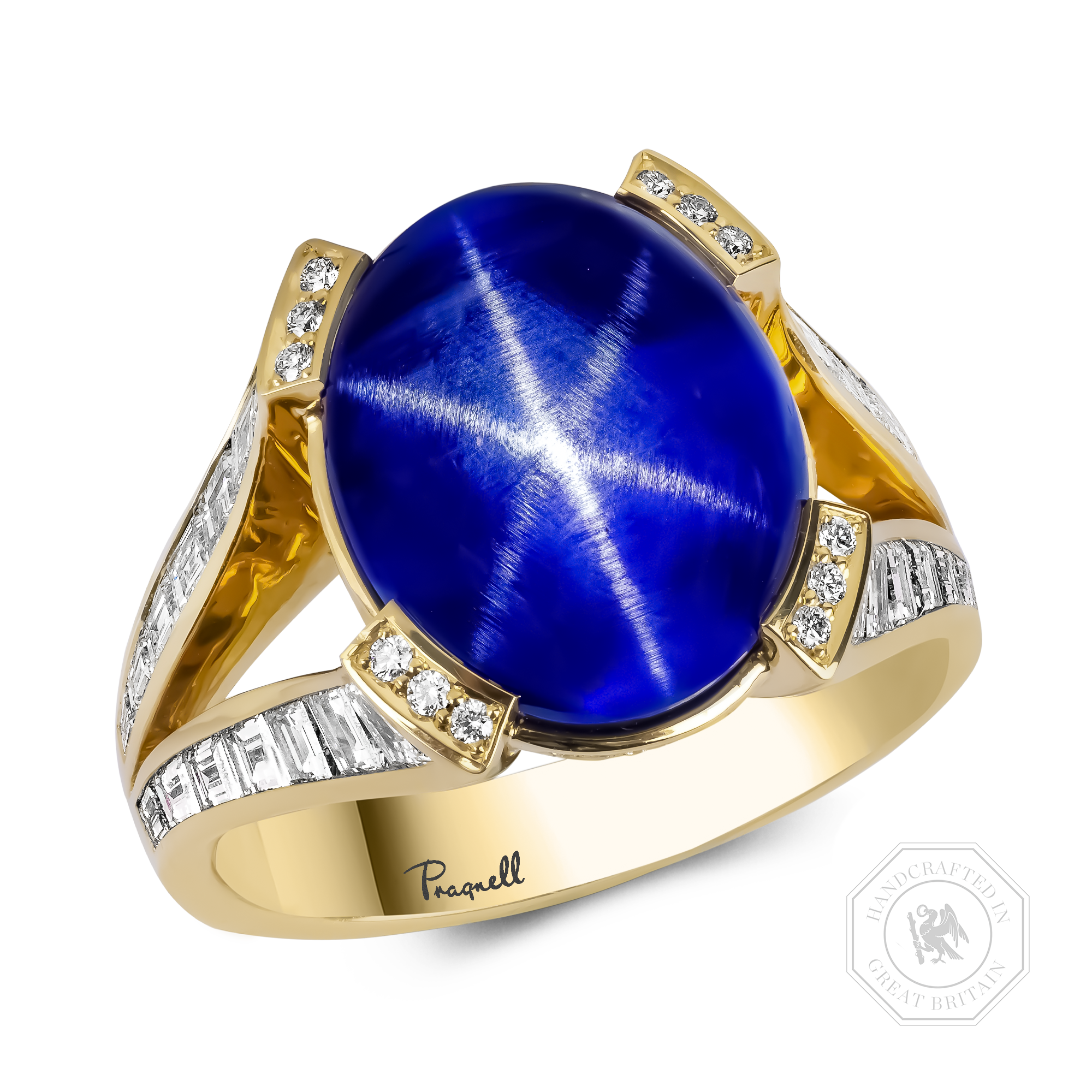 Masterpiece Cabochon Cut 11.60ct Sri Lankan Star Sapphire and Diamond Ring Cabochon, Calibre & Brilliant Cut, Claw & Channel Set_1