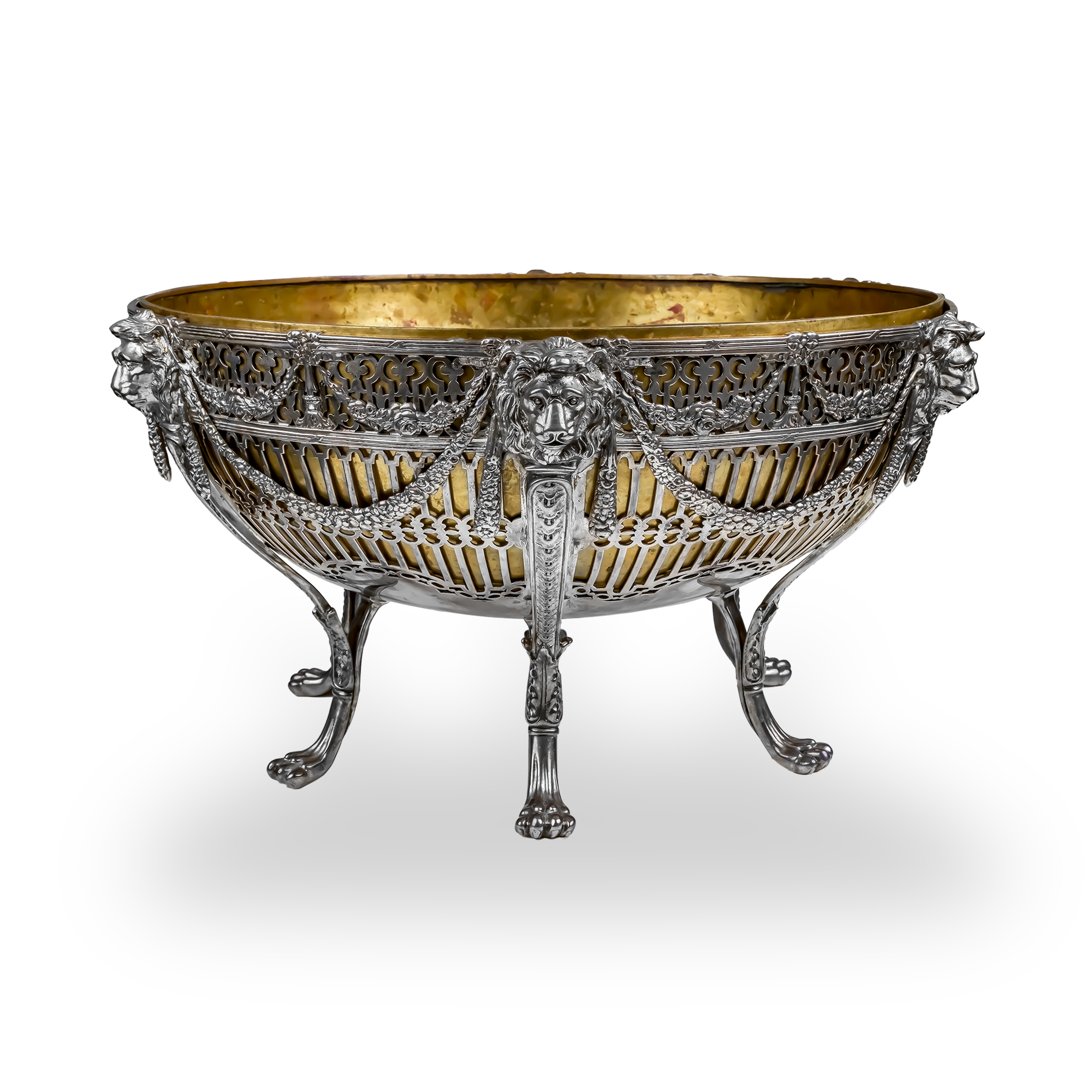 Silver George V Lion's Head and Foot Wine Cooler Hallmarked London_1