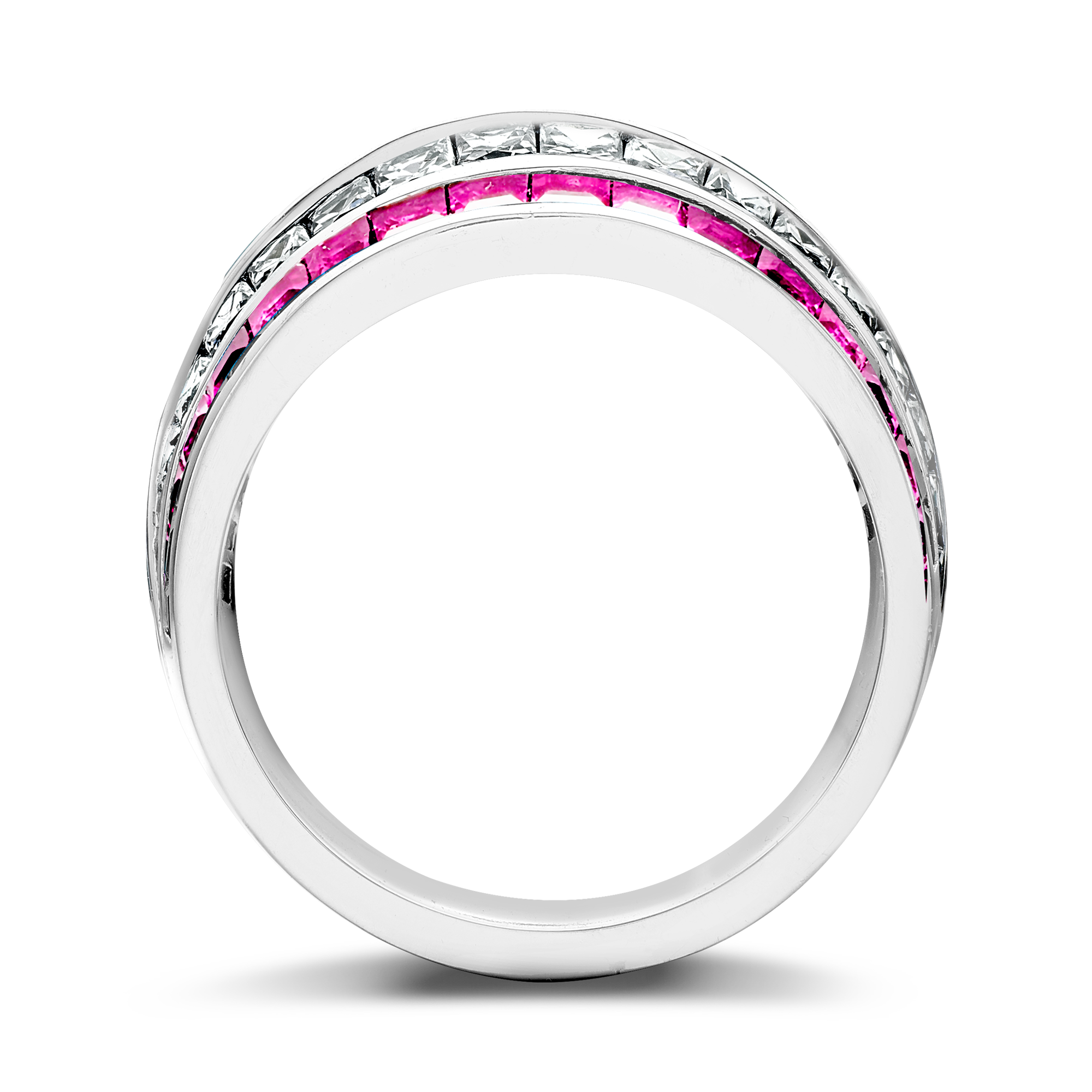 Manhattan Classic Pink Sapphire & Diamond Ring Carré & French Cut, Channel Set_3