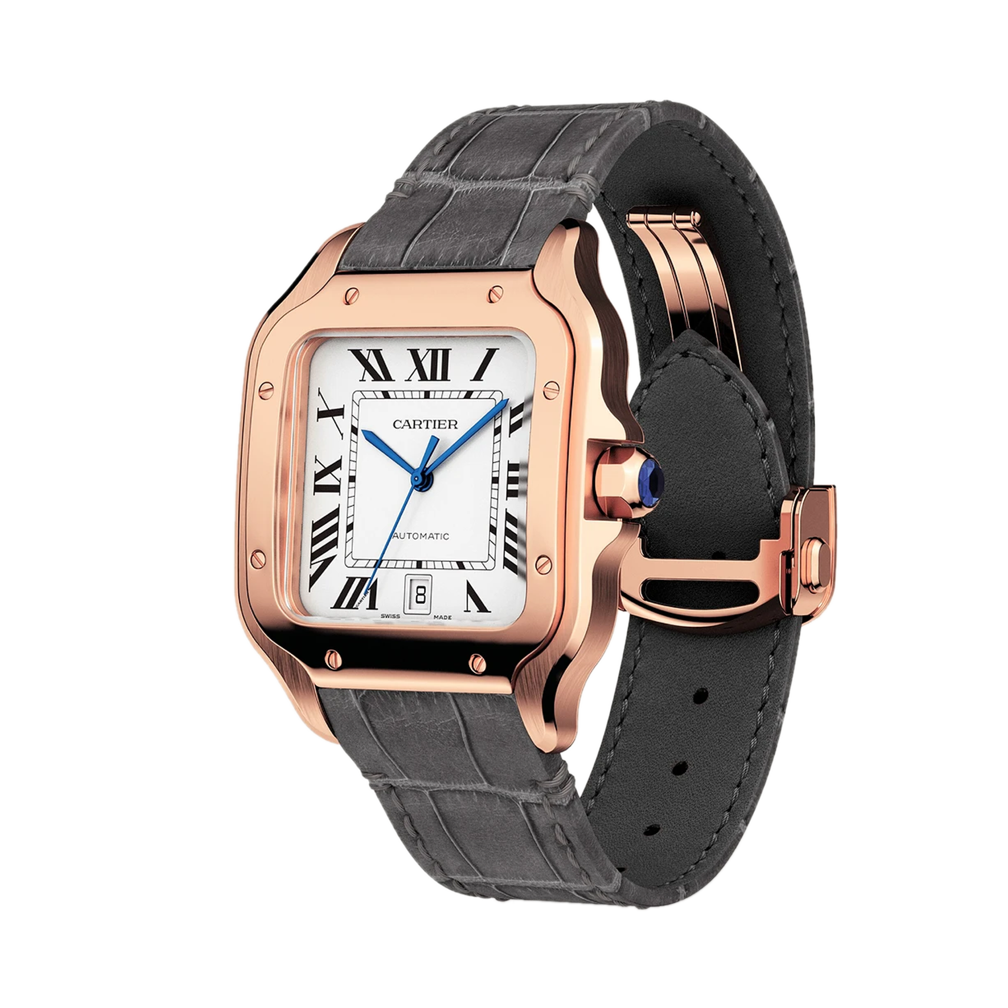 Cartier Santos de Cartier 39.8mm, Silver Dial, Roman Numeral_2