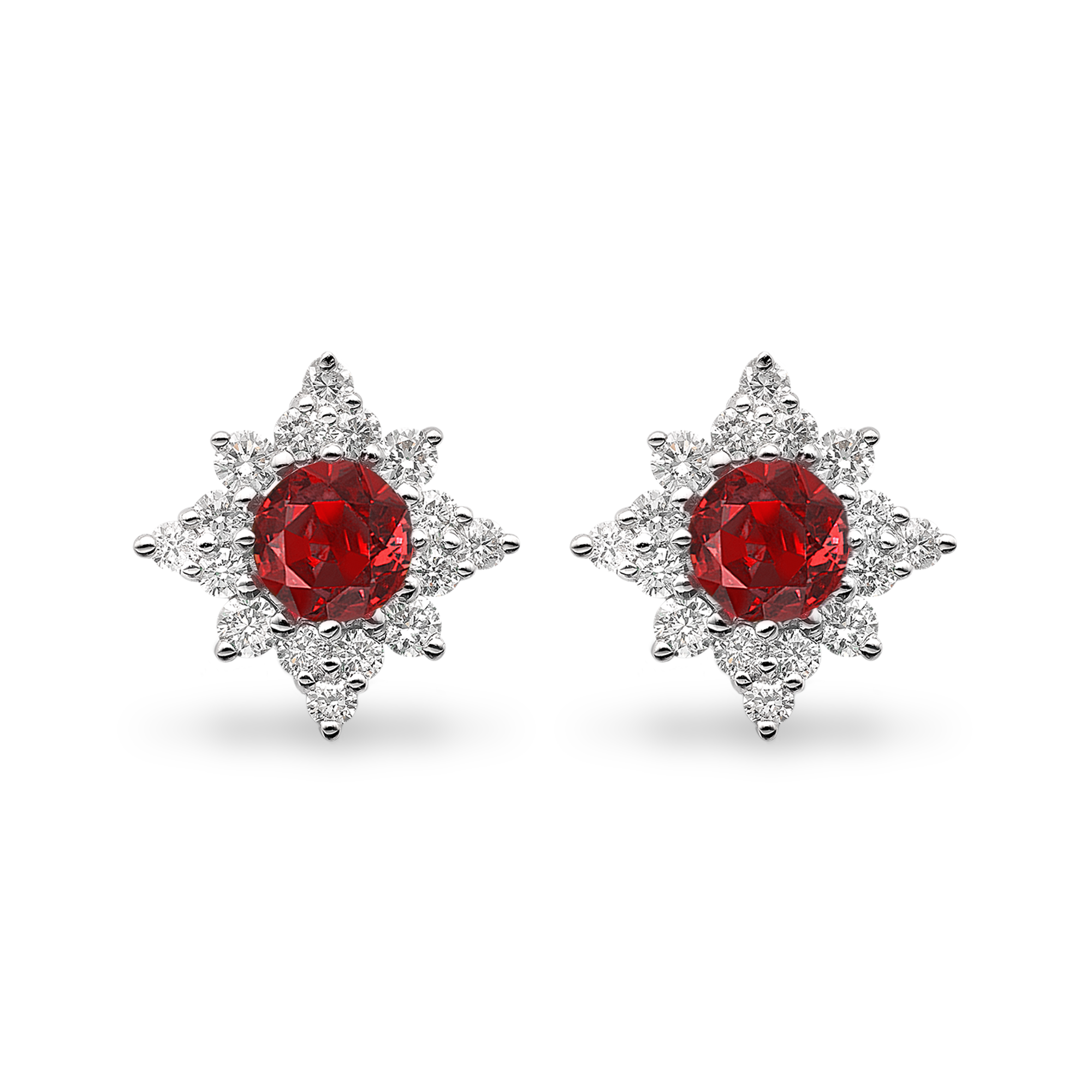 Star Struck Ruby Stud Earrings Brilliant cut, Claw set_1