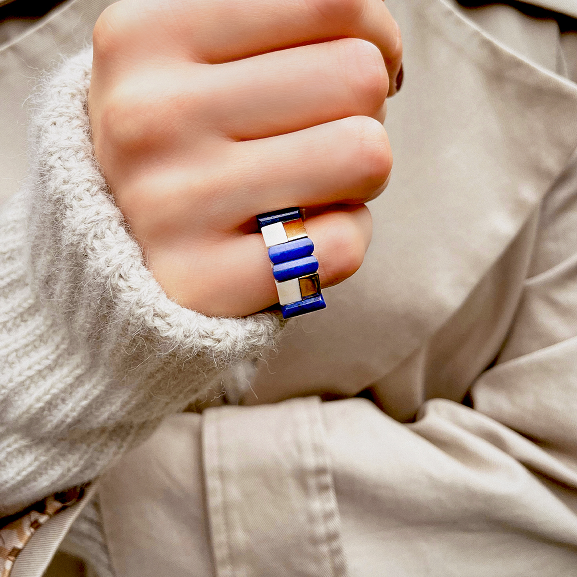 Retro French Blue Lapis Ring Cocktail Ring_10