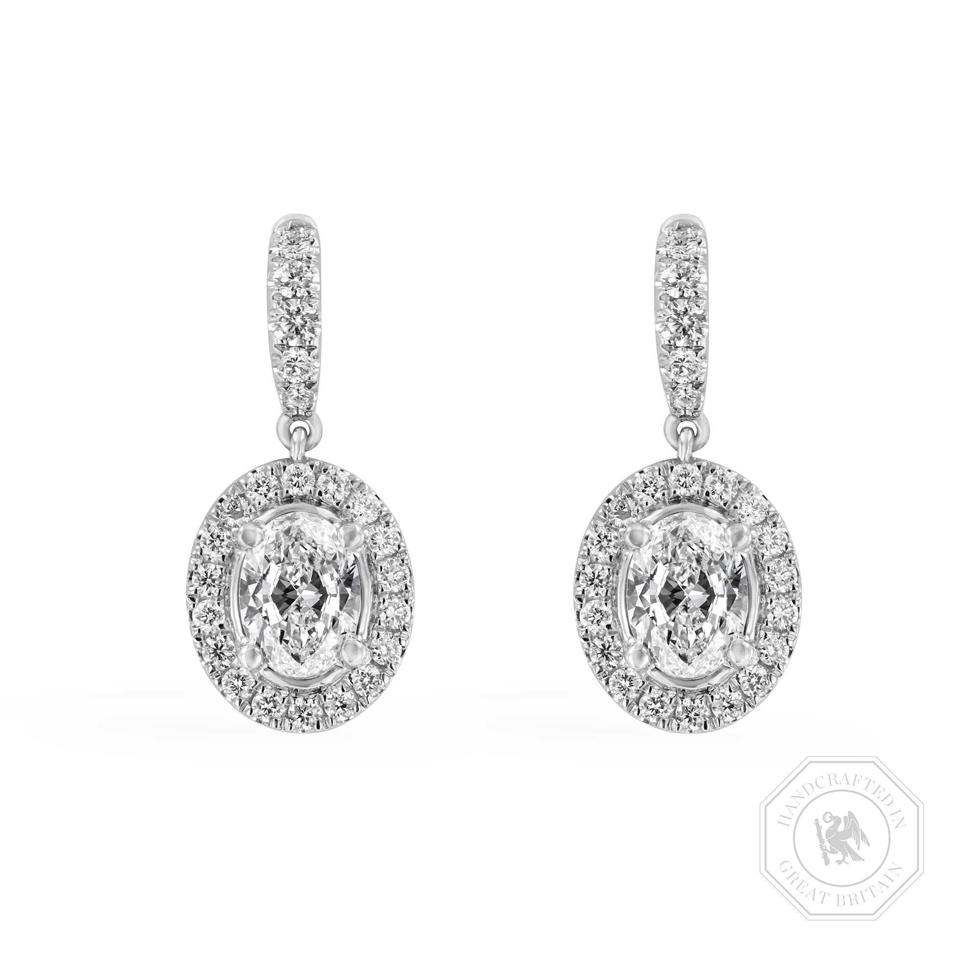 Celestial 1.00ct Oval Cut Diamond Drop Earrings Oval Cut, Claw Set_1