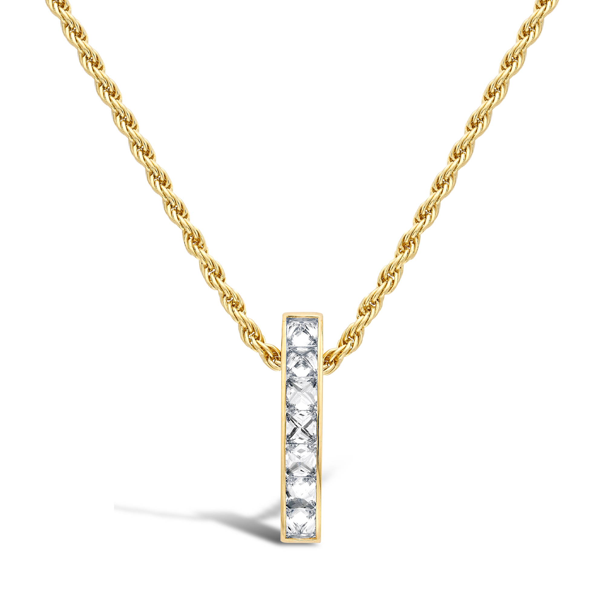 RockChic Diamond Bar Pendant Princess Cut, Channel Set_1