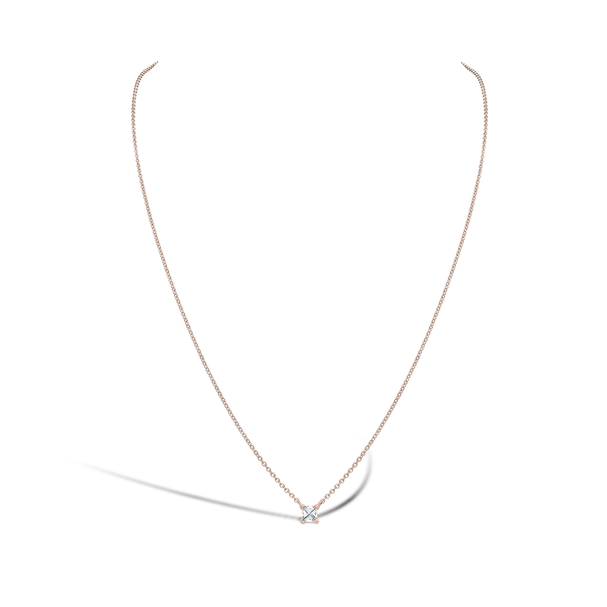 RockChic Diamond Solitaire Necklace Princess Cut, Claw Set_2