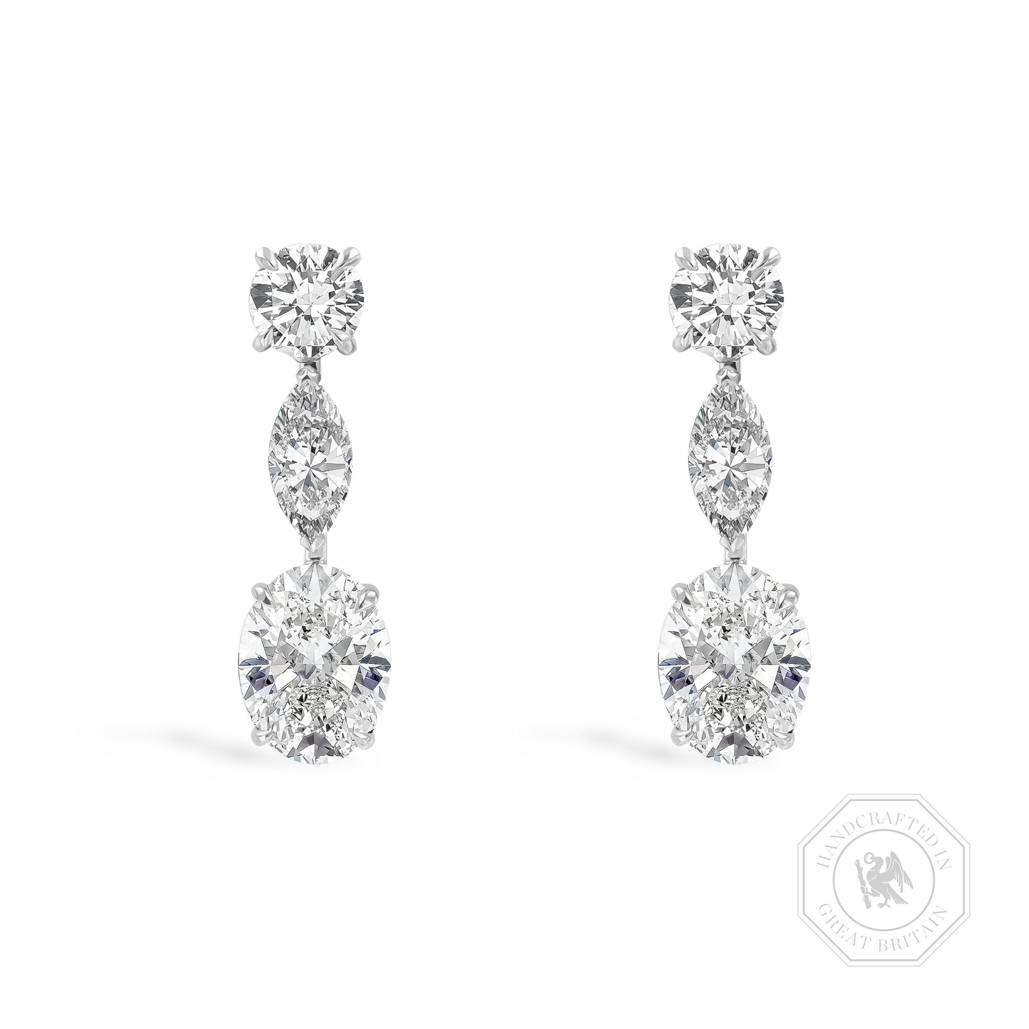 Oval Cut 4.01cts Diamond Drop Earrings Oval Cut, Claw Set_1
