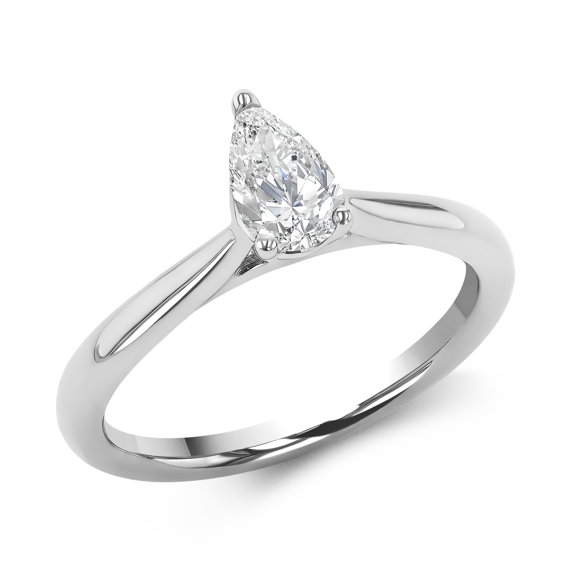 Classic 0.51ct Diamond Solitaire Ring Pearshape, Claw Set_1