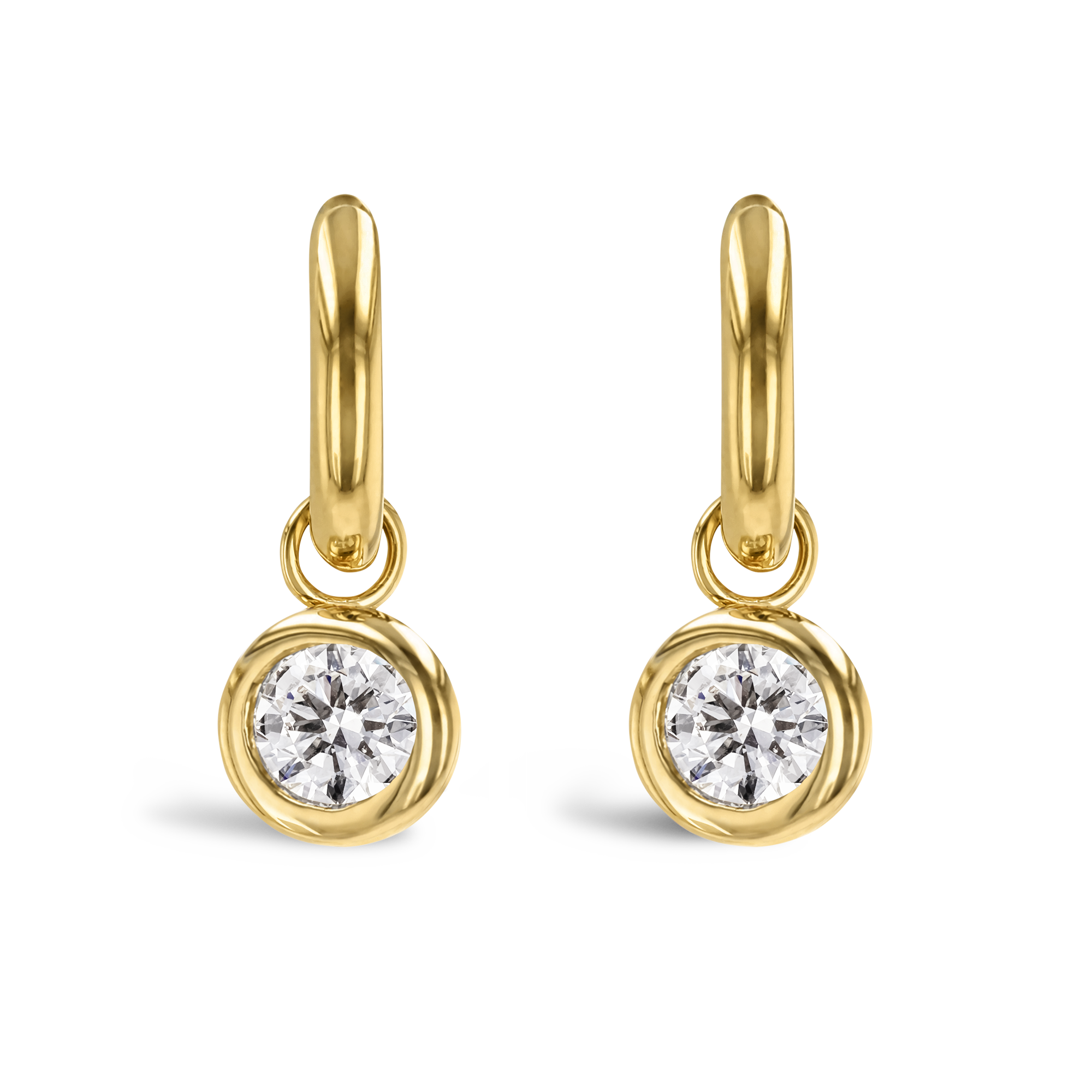 Bezel-Set Pear Garnet Leverback Drop Earrings | Angara