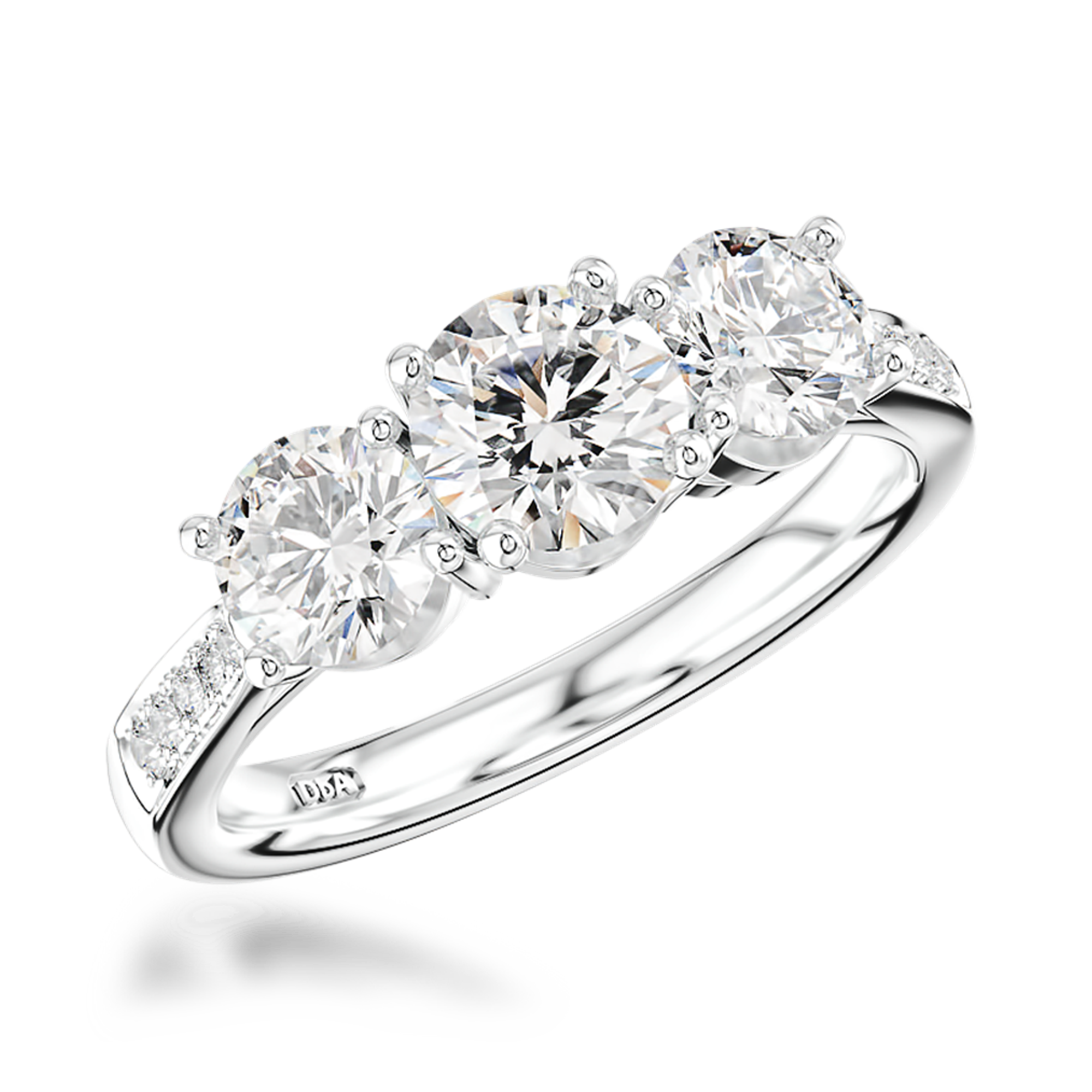 0.65ct Diamond Three-Stone Ring Brilliant Cut, Three-Stone, Diamond Shoulders_1