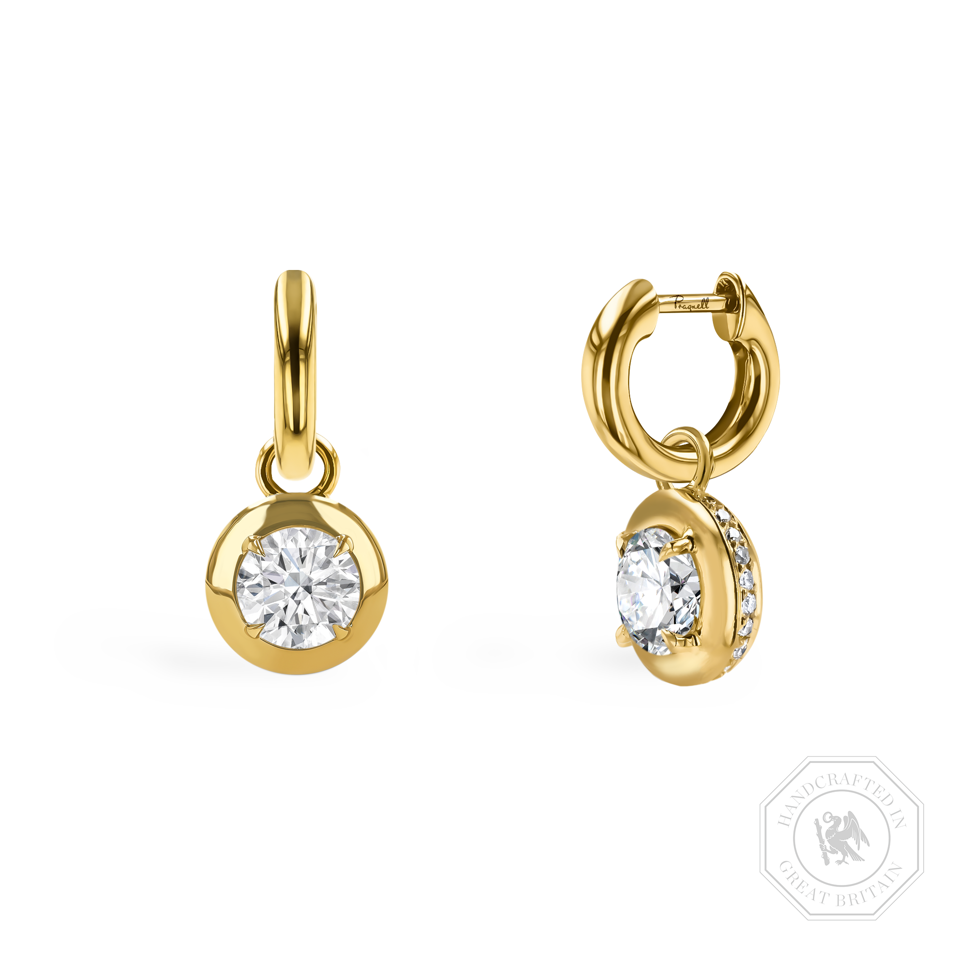 Skimming Stone 0.76ct Diamond Drop Hoop Earrings Brilliant cut, Claw set_1