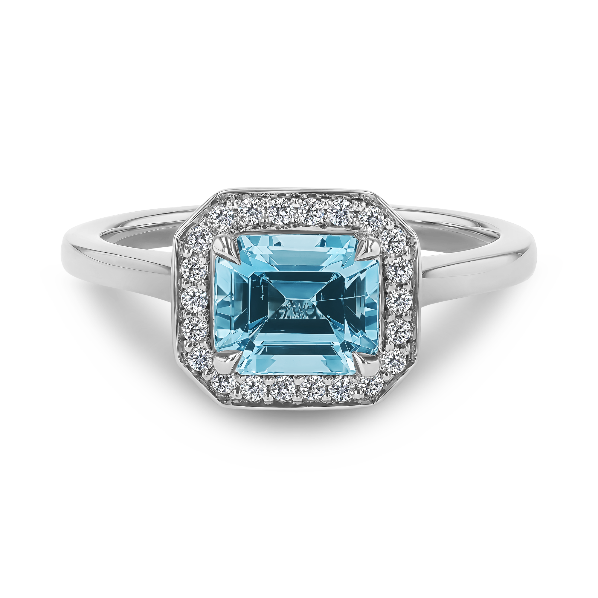Emerald Cut 1.13ct Lukusuzi Aquamarine and Diamond Ring Emerald Cut, Claw Set_2