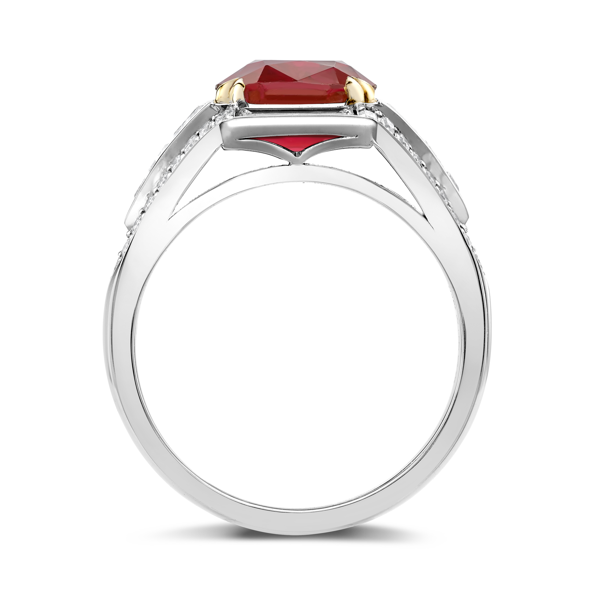 Masterpiece Astoria Setting Cushion Cut Burmese Ruby Ring Unheated with Diamond Surrounds_3