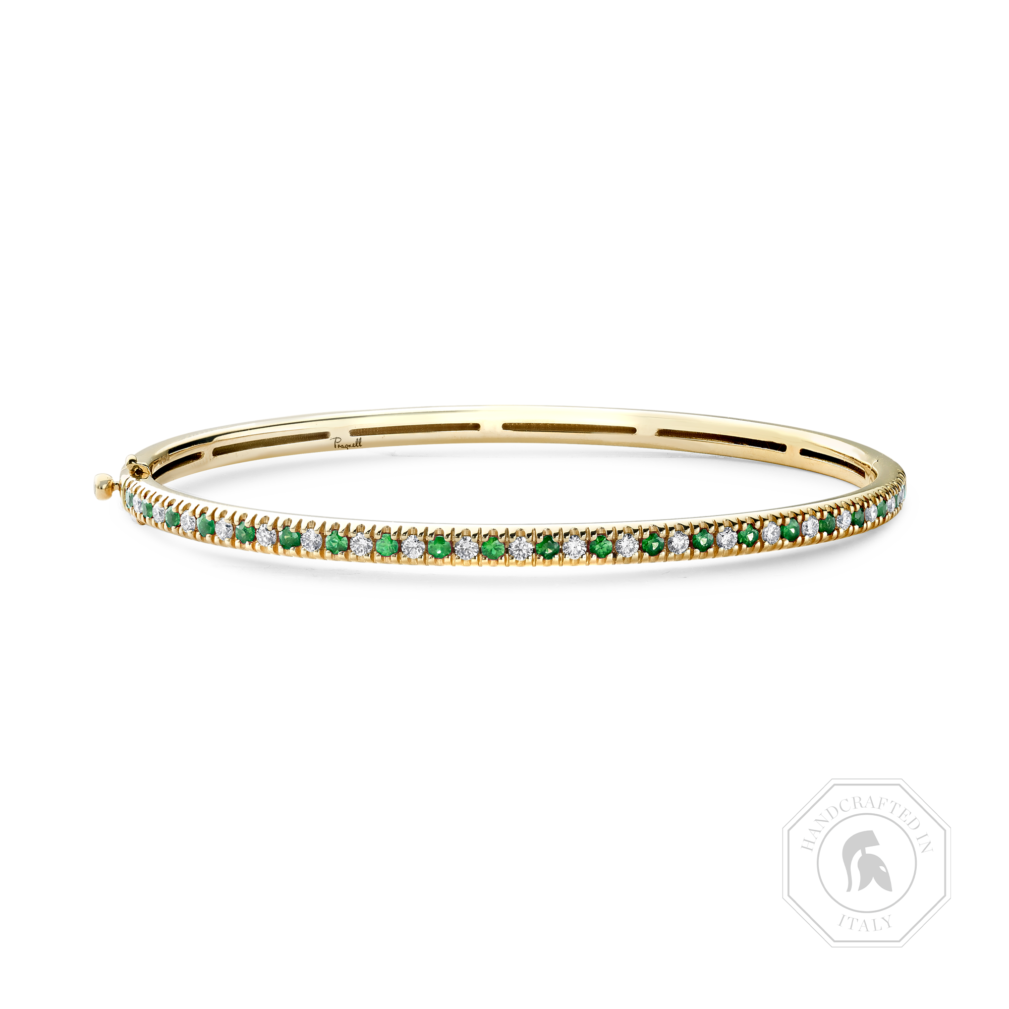 Emerald & Diamond Half Hoop Bangle Brilliant cut, Claw set_1