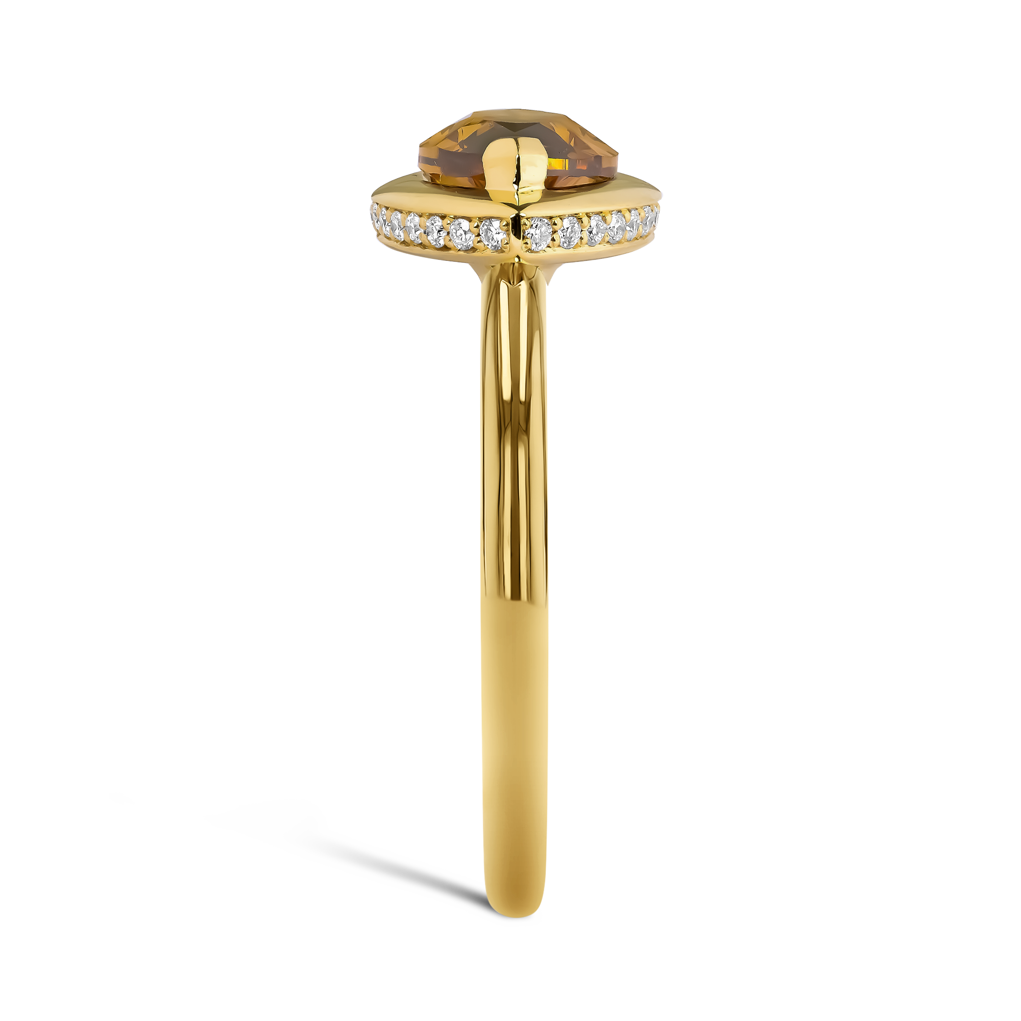 Skimming Stone 2.00ct Fancy Deep Brown Yellow Diamond Ring Marquise Cut, Claw Set_4