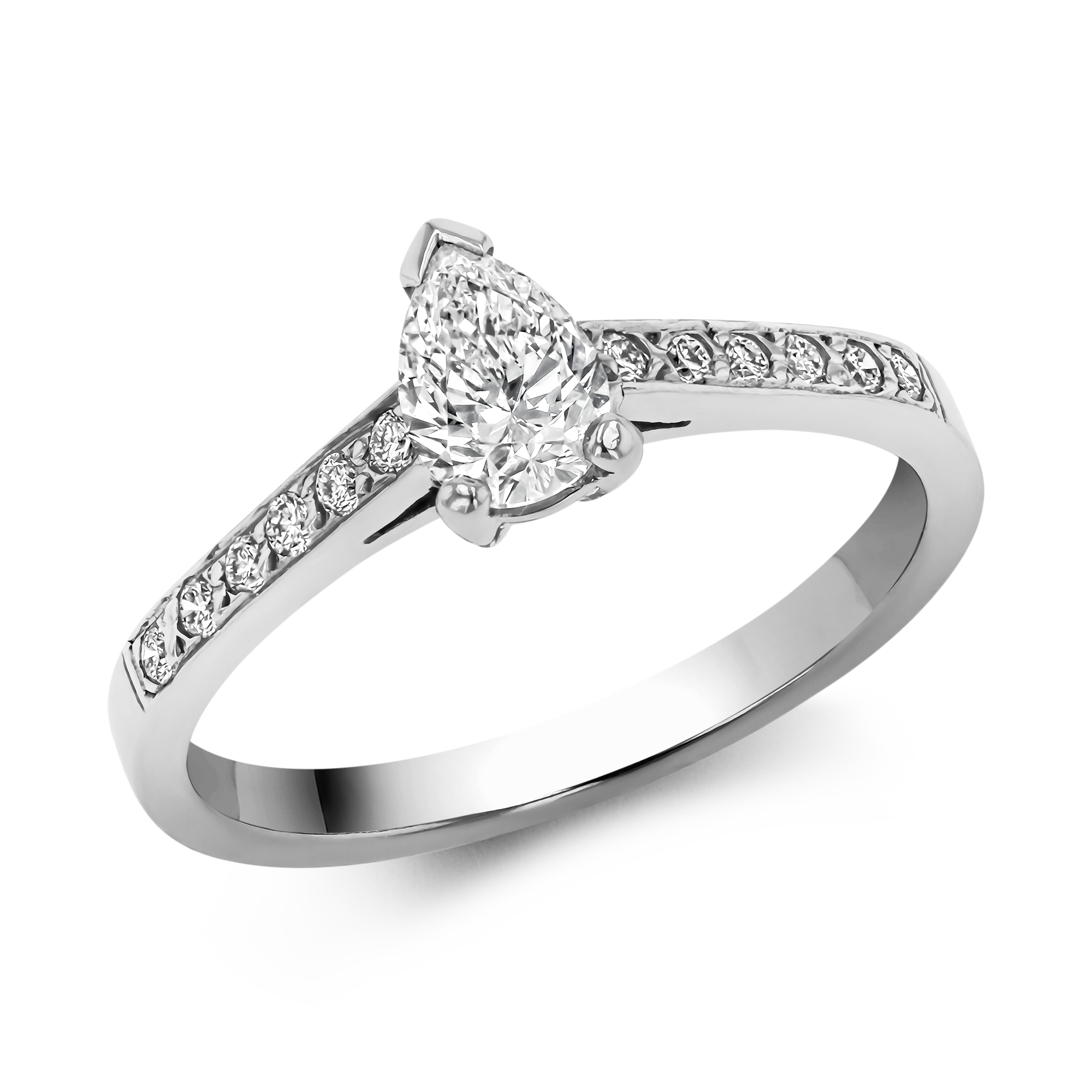 Classic 0.46ct Diamond Solitaire Ring Pearshape, Claw Set_1