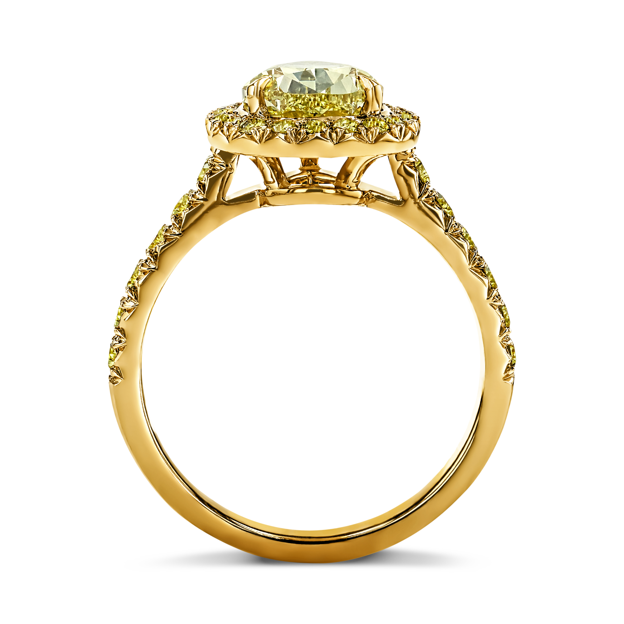 Masterpiece Celestial Fancy Yellow Pear Cut Diamond Ring Pear & Brilliant Cut, Claw Set_3