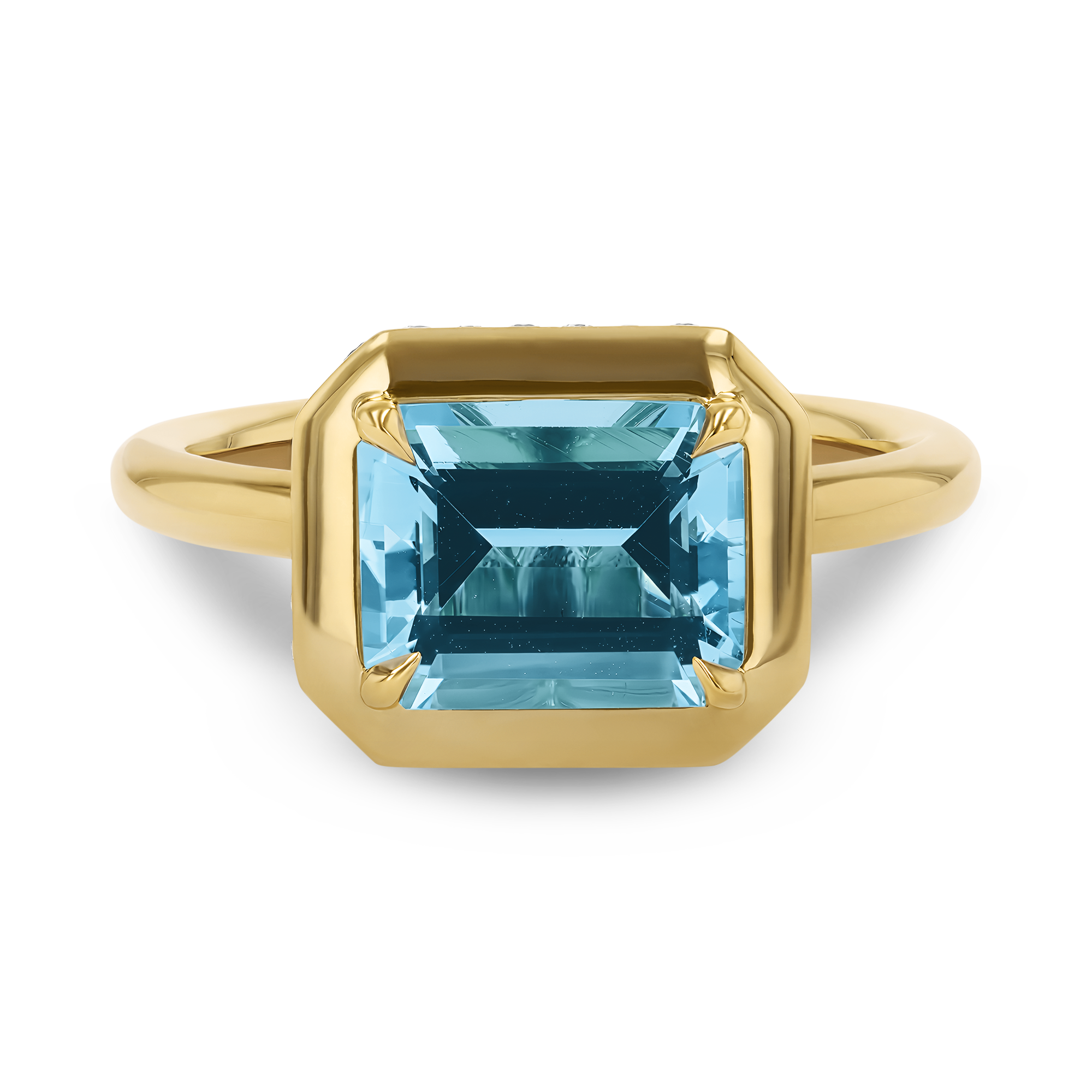 Skimming Stone 1.72ct Aquamarine and Diamond Solitaire Ring Emerald Cut, Claw Set_2