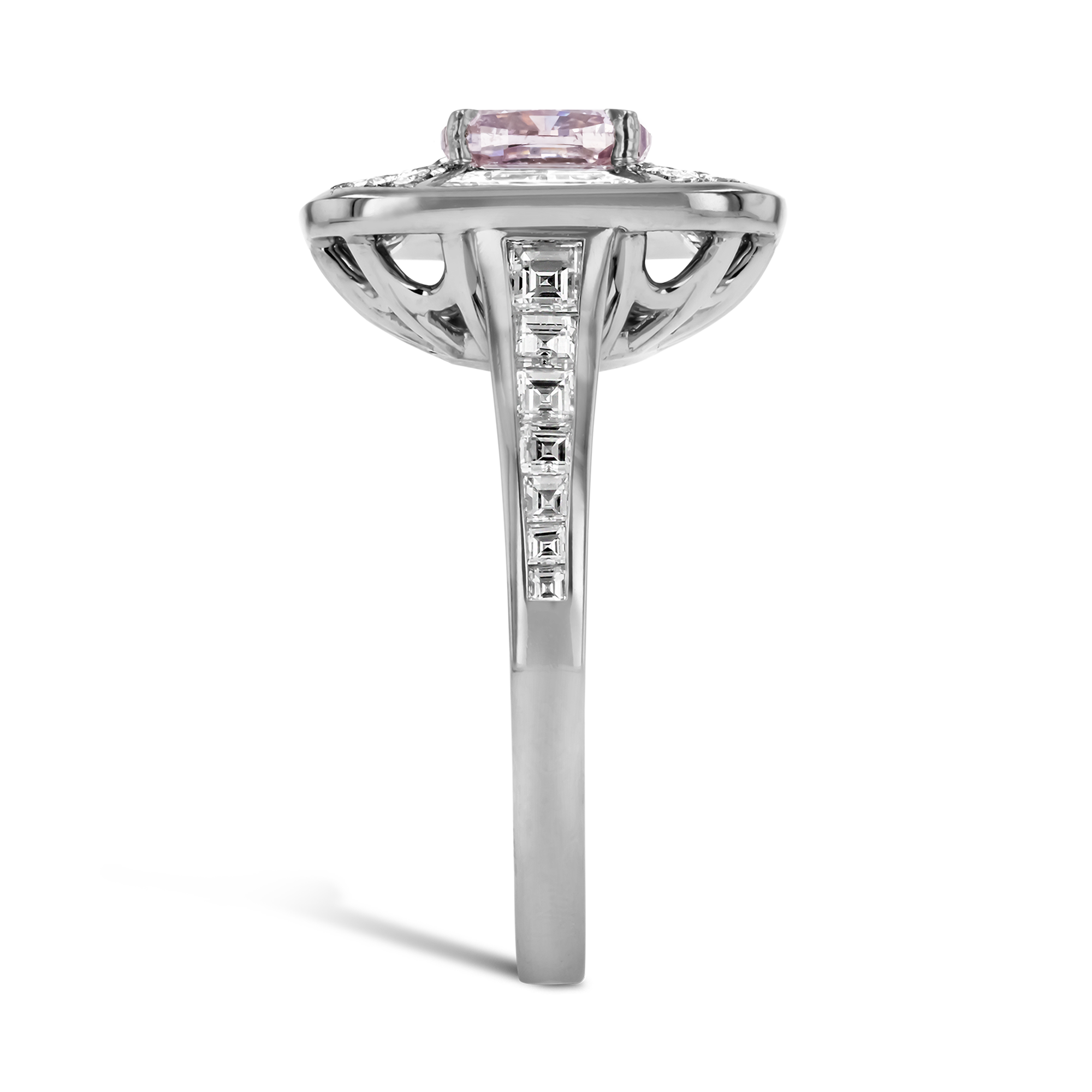 Masterpiece Coronation Setting Fancy Purplish Pink Diamond Ring Cushion Cut, Four Claw Set_4