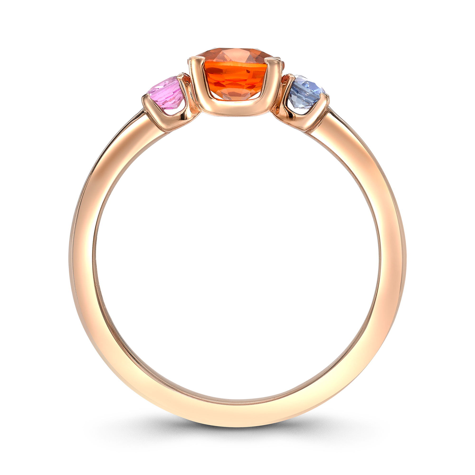 Rainbow Fancy Sapphire Three-Stone Ring Oval Cut, Claw Set_3