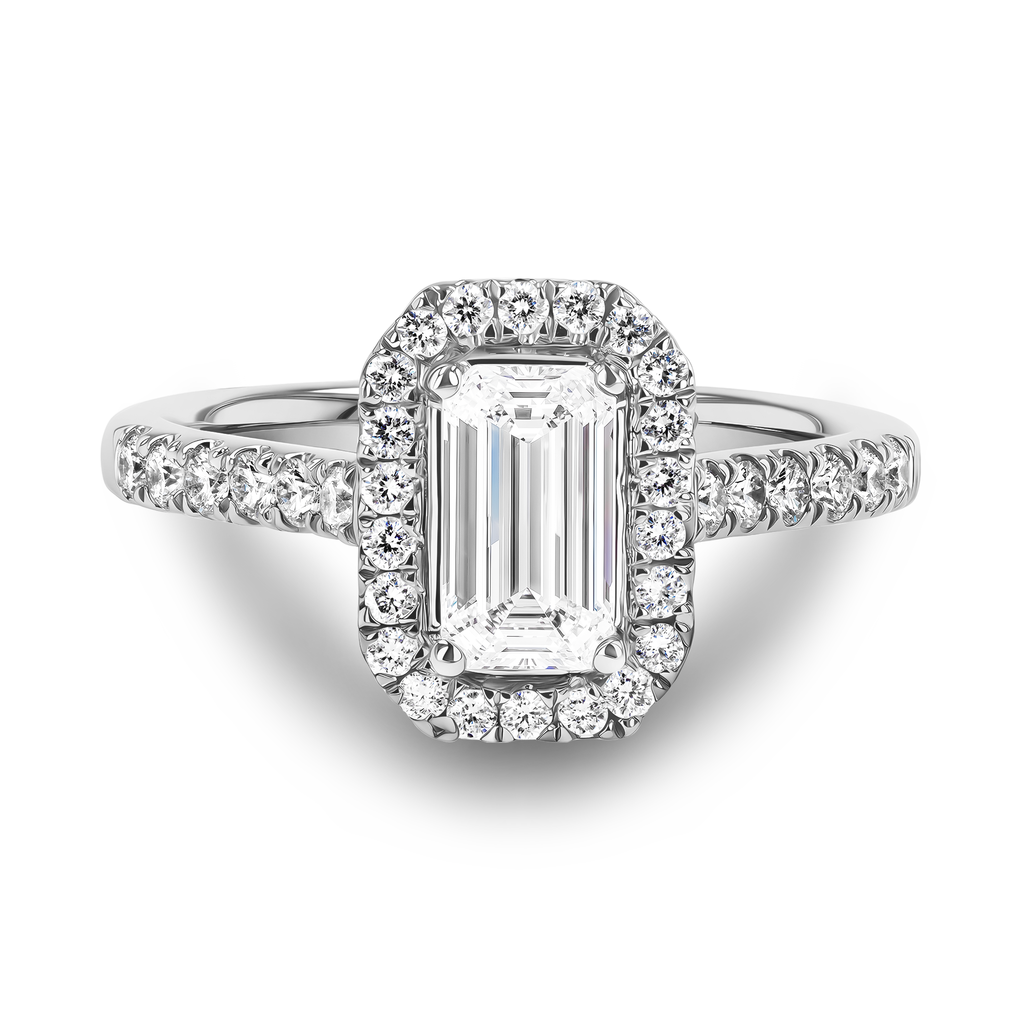 Celestial 0.30ct Emerald Cut Diamond Cluster Ring Emerald Cut, Claw Set_2
