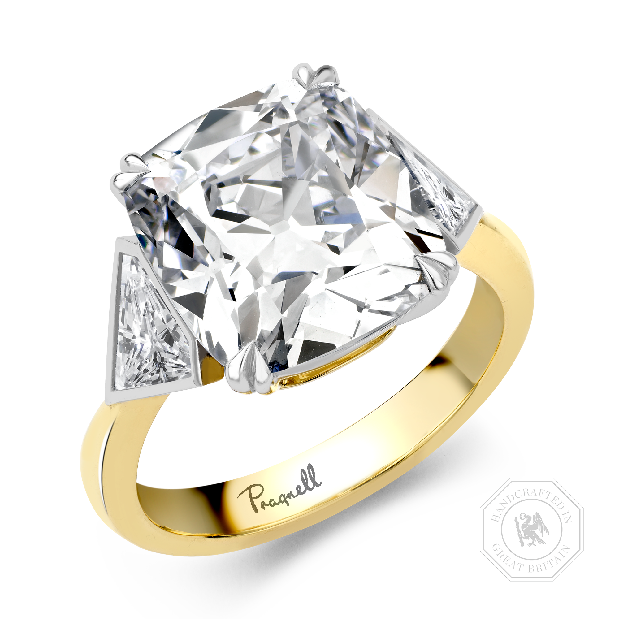 Masterpiece Silhouette Setting 6.98ct Diamond Solitaire Ring Cushion Antique Cut, Claw Set_1