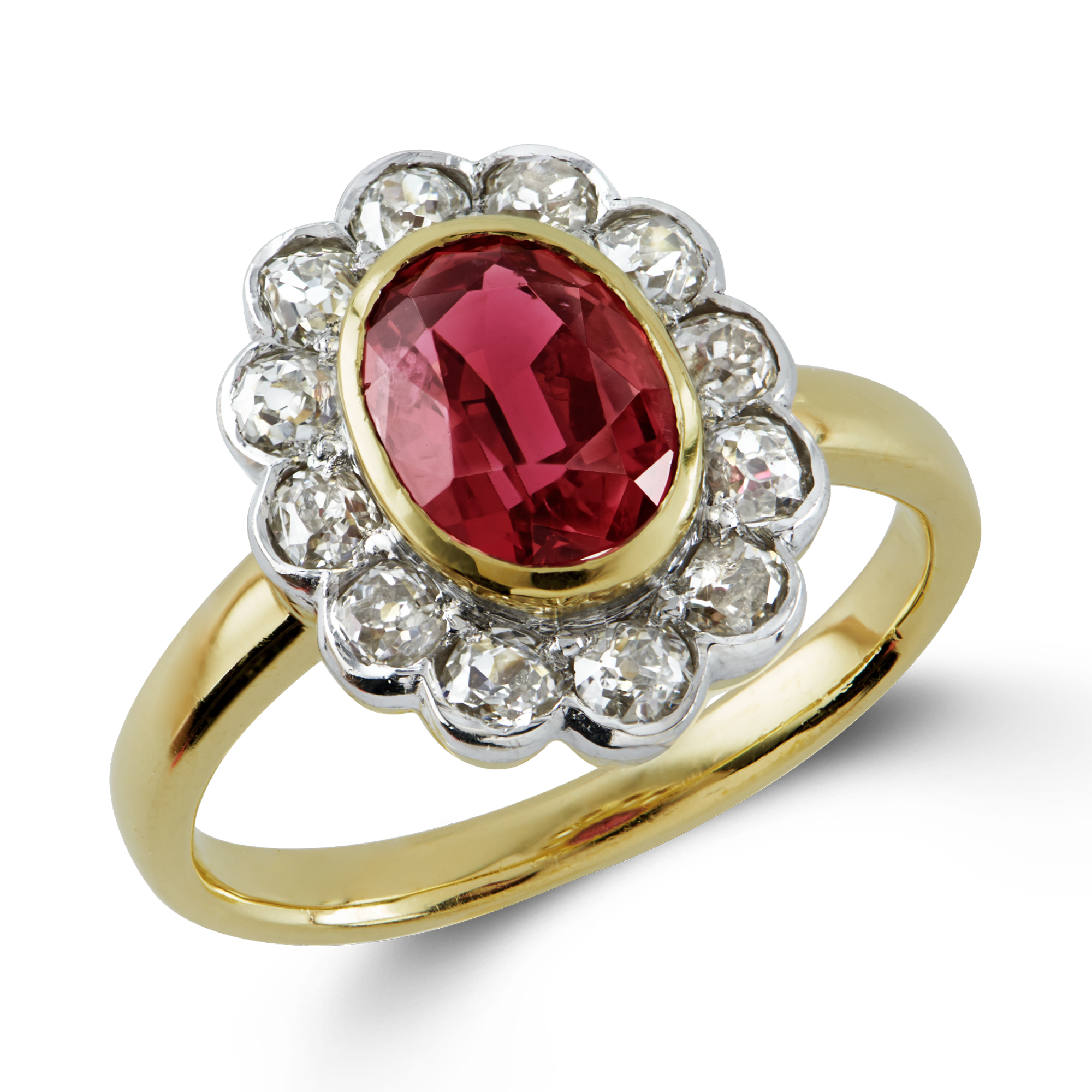 Red Spinel Ring Oval Cut, Rubover Set_1