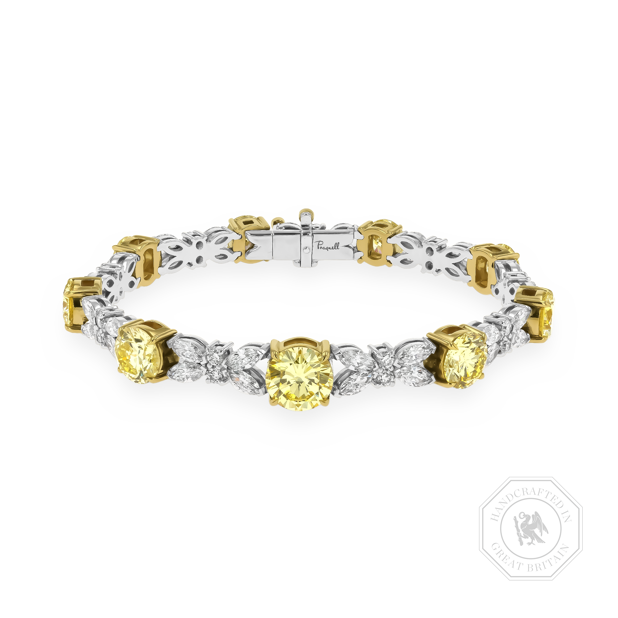 Masterpiece Brilliant Cut 14.85ct Fancy Yellow Diamond Bracelet Brilliant & Marquise Cut, Claw Set_1