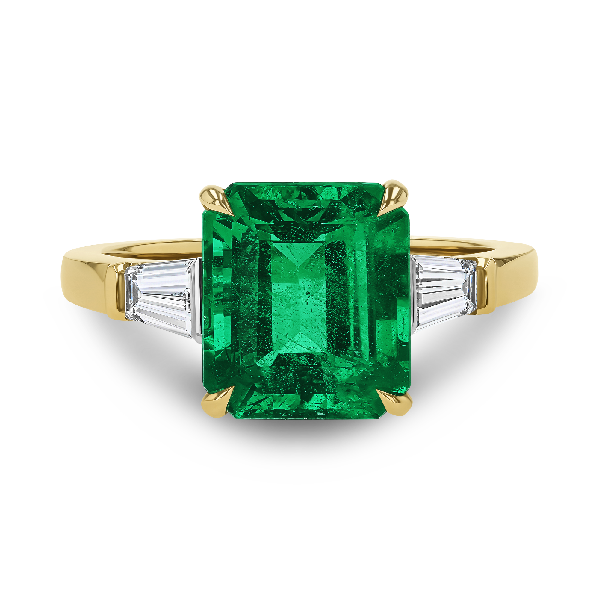 Octagonal Cut 3.23ct Zambian Emerald and Diamond Ring Octagonal Cut, Claw Set_2