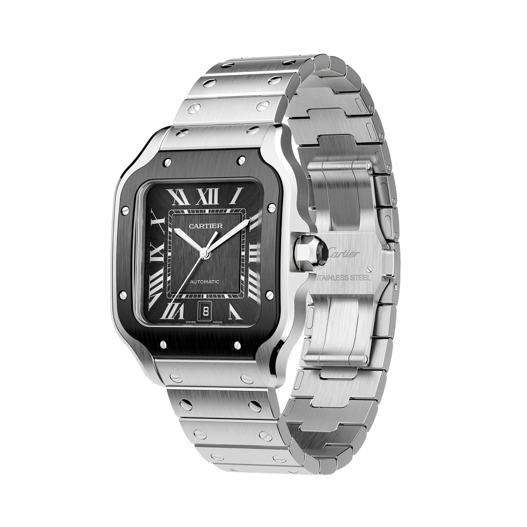 Cartier Santos de Cartier 39.8mm, Grey Dial, Roman Numerals_2