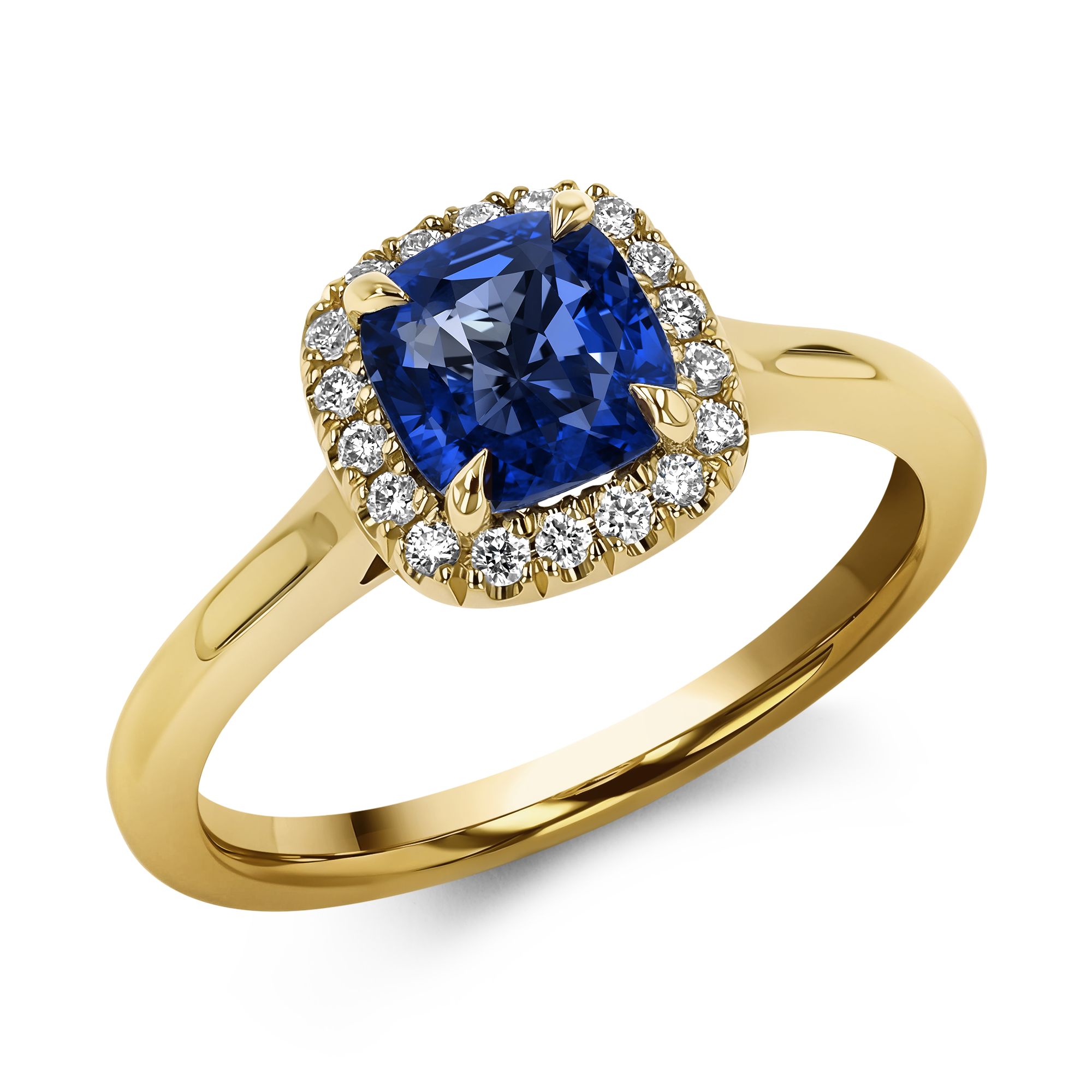 Celestial 1.45ct Sapphire and Diamond Cluster Ring Cushion modern cut, Claw set_1