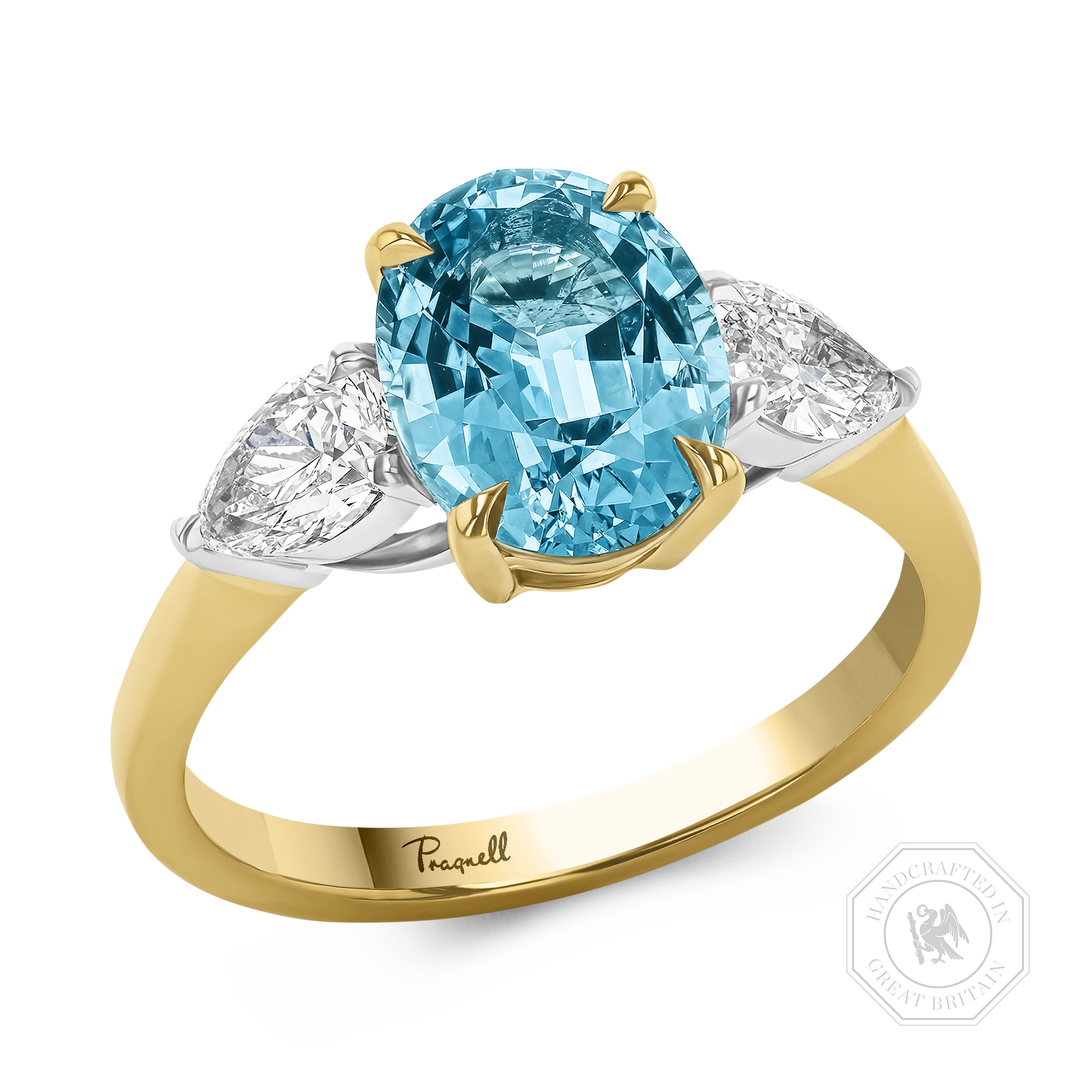 Oval Cut 2.12ct Lukusuzi Aquamarine and Diamond Ring Oval Cut, Claw Set_1