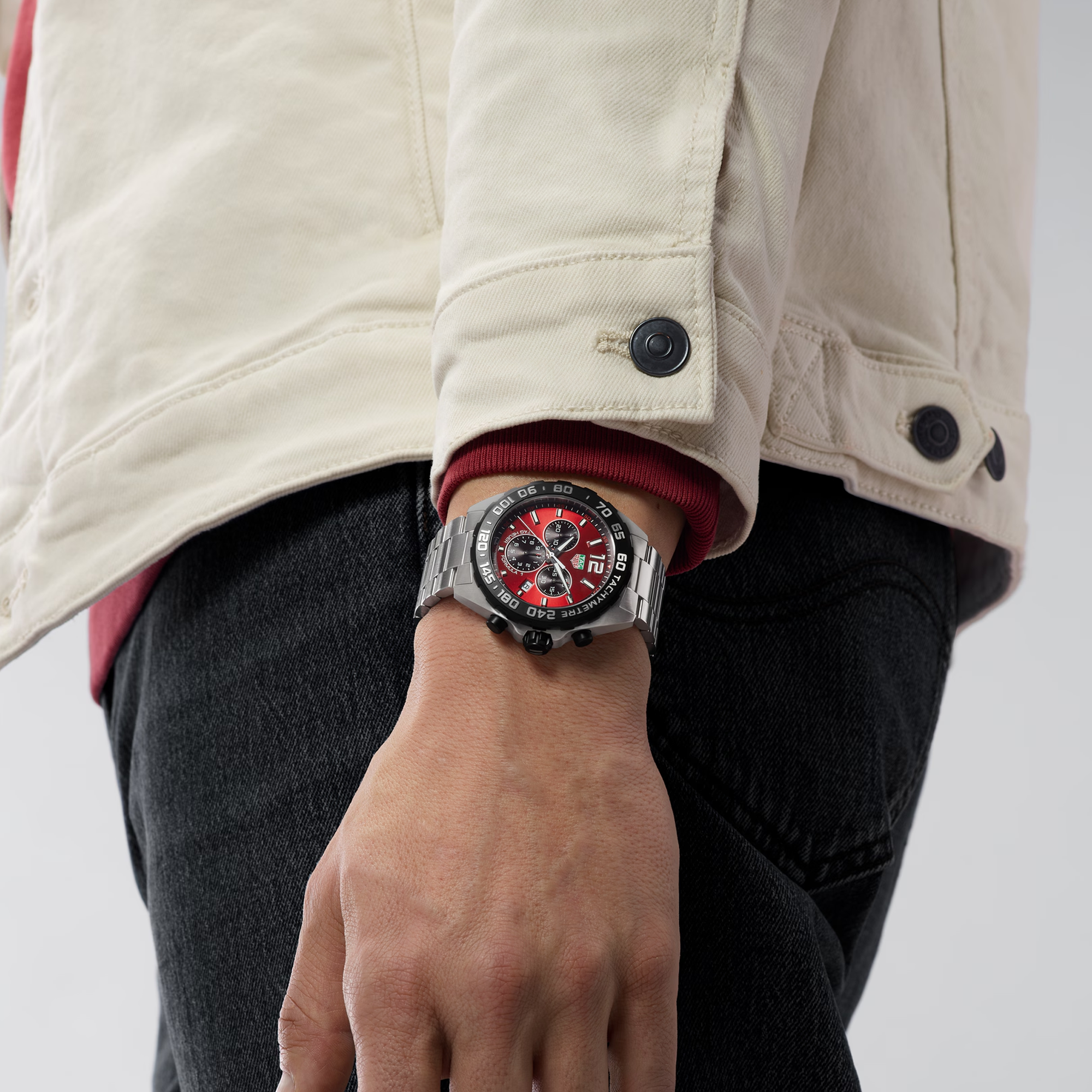 Tag Heuer Formula 1 Chronograph 43mm, Red Dial, Baton/Arabic Numerals_10