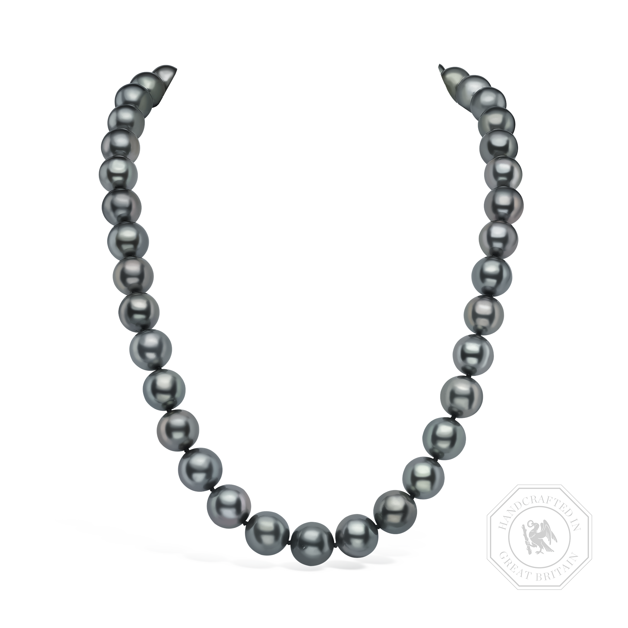 Tahitian Pearl Necklace Silk Knotted Row with White Gold Clasp_1