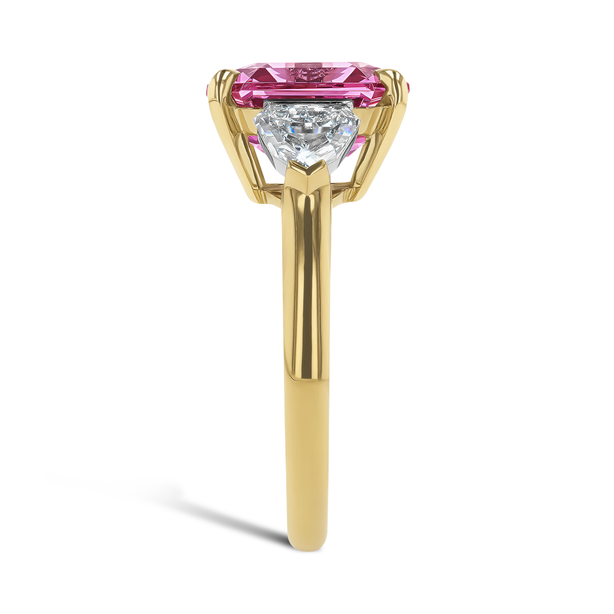 Masterpiece 5.15ct Emerald Cut Tanzania Strawberry Spinel and Diamond Ring Emerald Cut, Claw Set_4