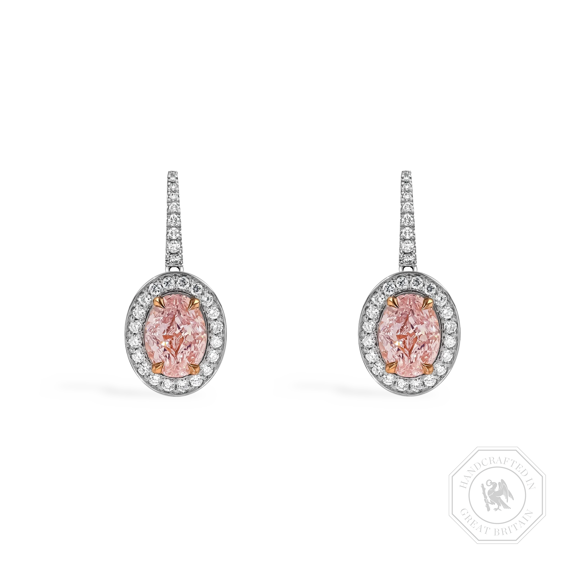 Masterpiece 2.08ct Pink Diamond Drop Earrings Oval Cut, Claw Set_1