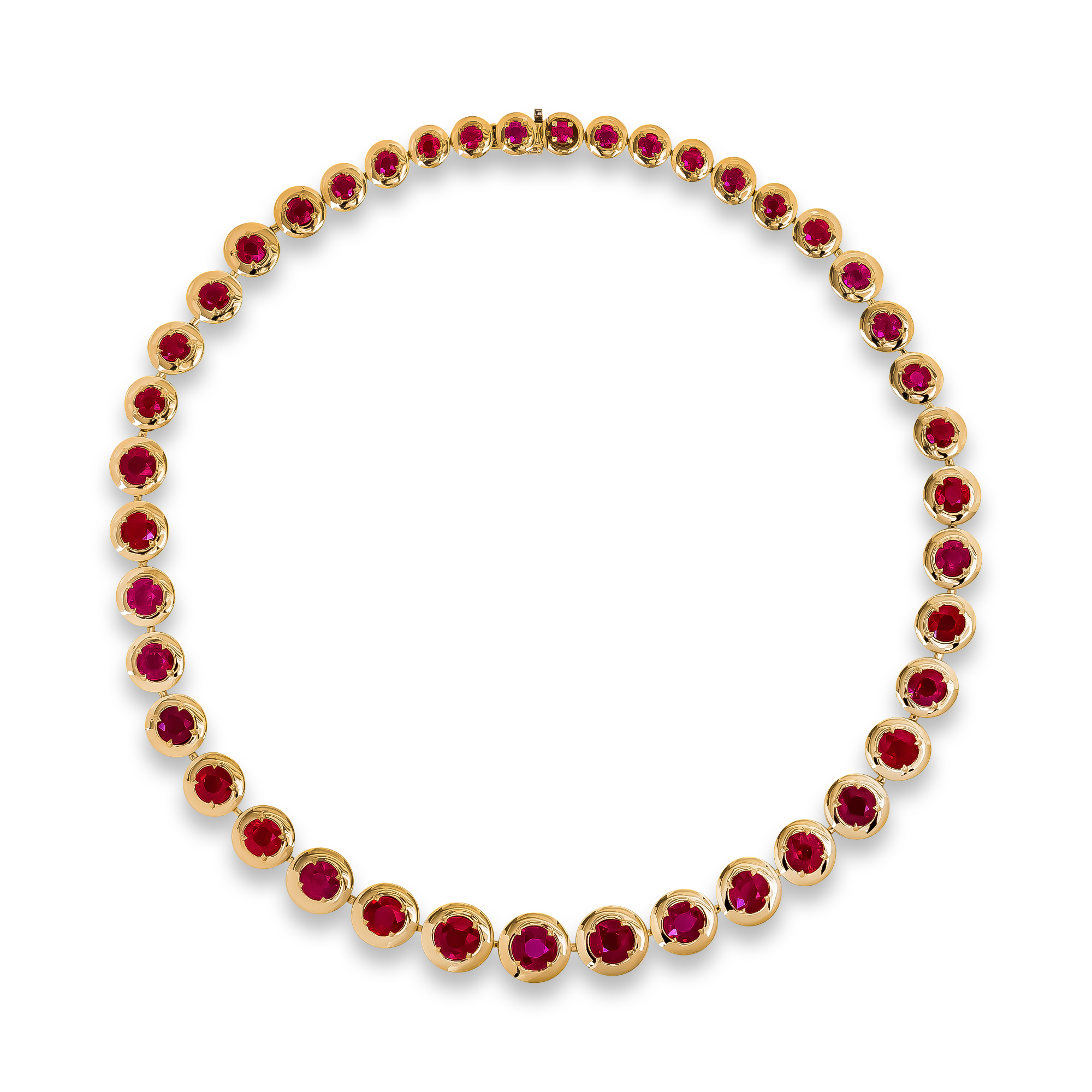 Masterpiece Skimming Stone 35.14ct Burma Ruby Necklace Brilliant cut, Claw set_3