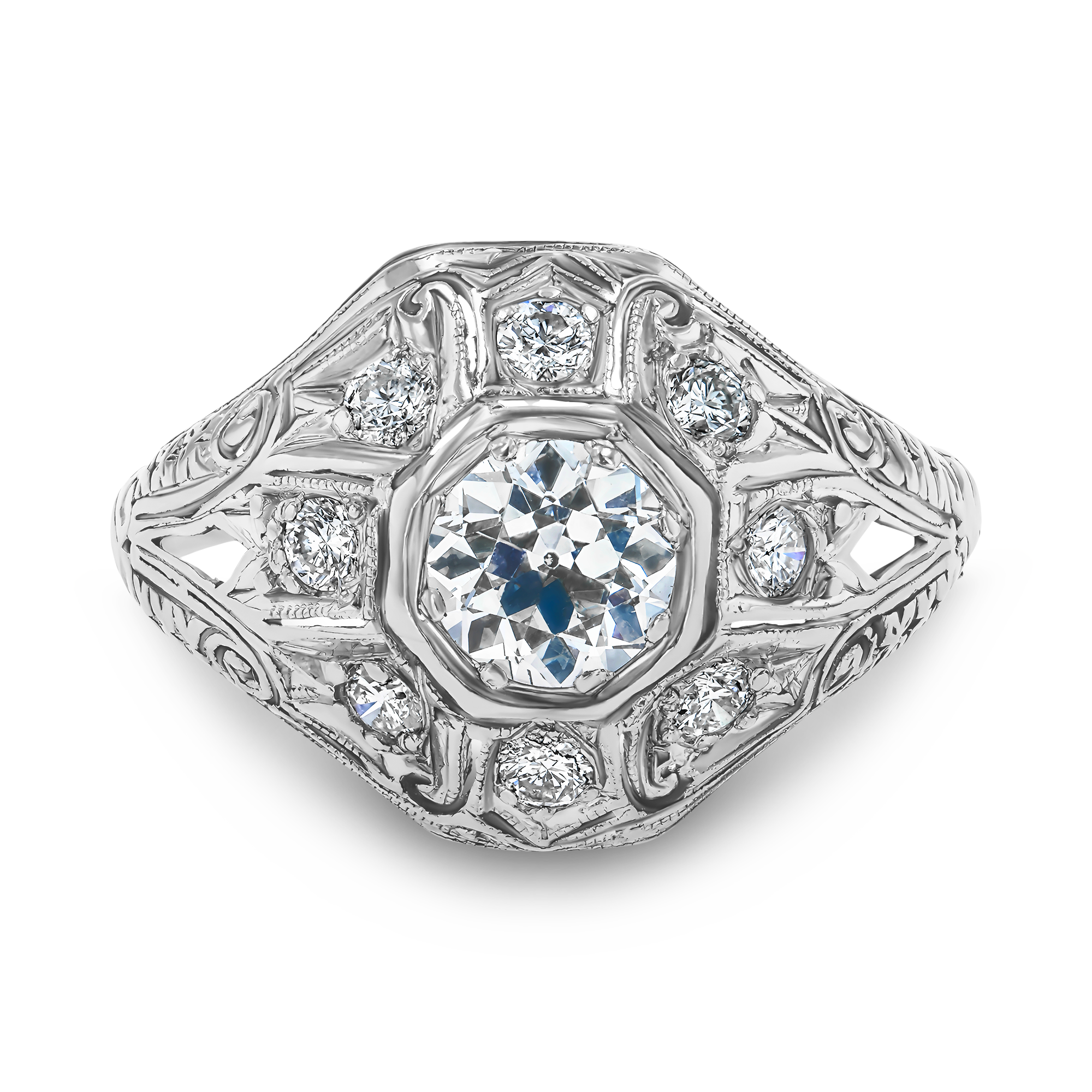 Old European Cut Diamond Cluster Ring Old European Cut, Claw Set_2