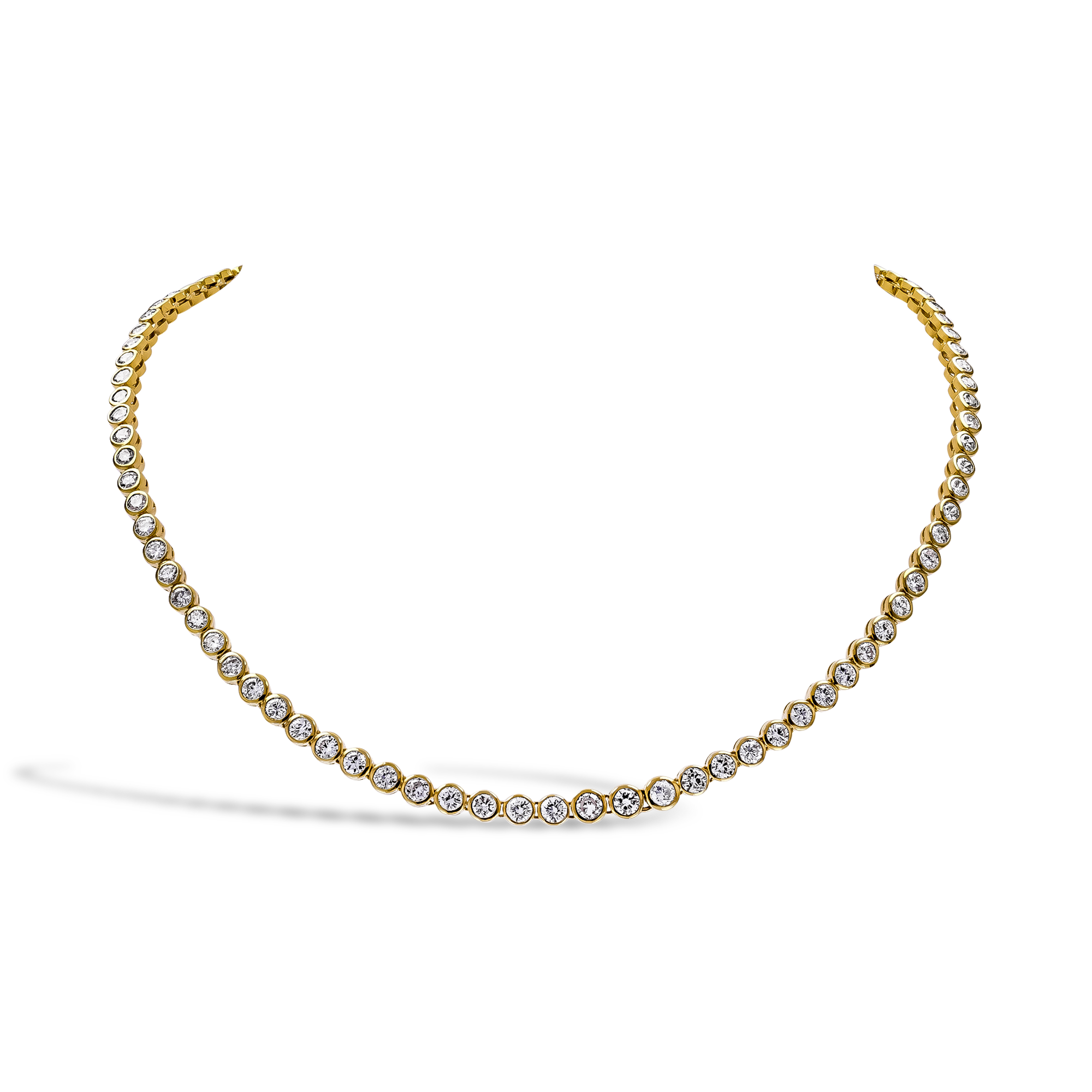 Brilliant Cut 8.50ct Diamond Line Necklace Brilliant Cut, Rubover Set_1