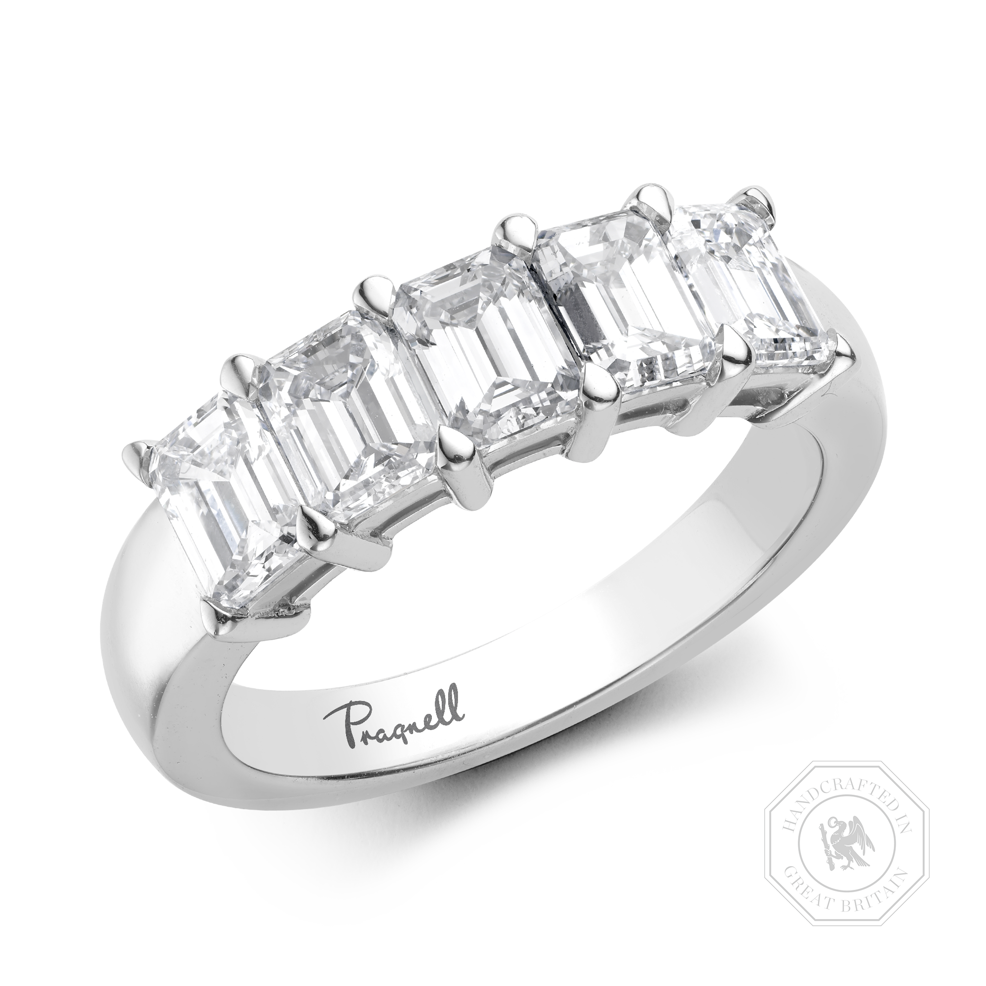 Five Stone Diamond Ring Emerald Cut, Claw Set_1