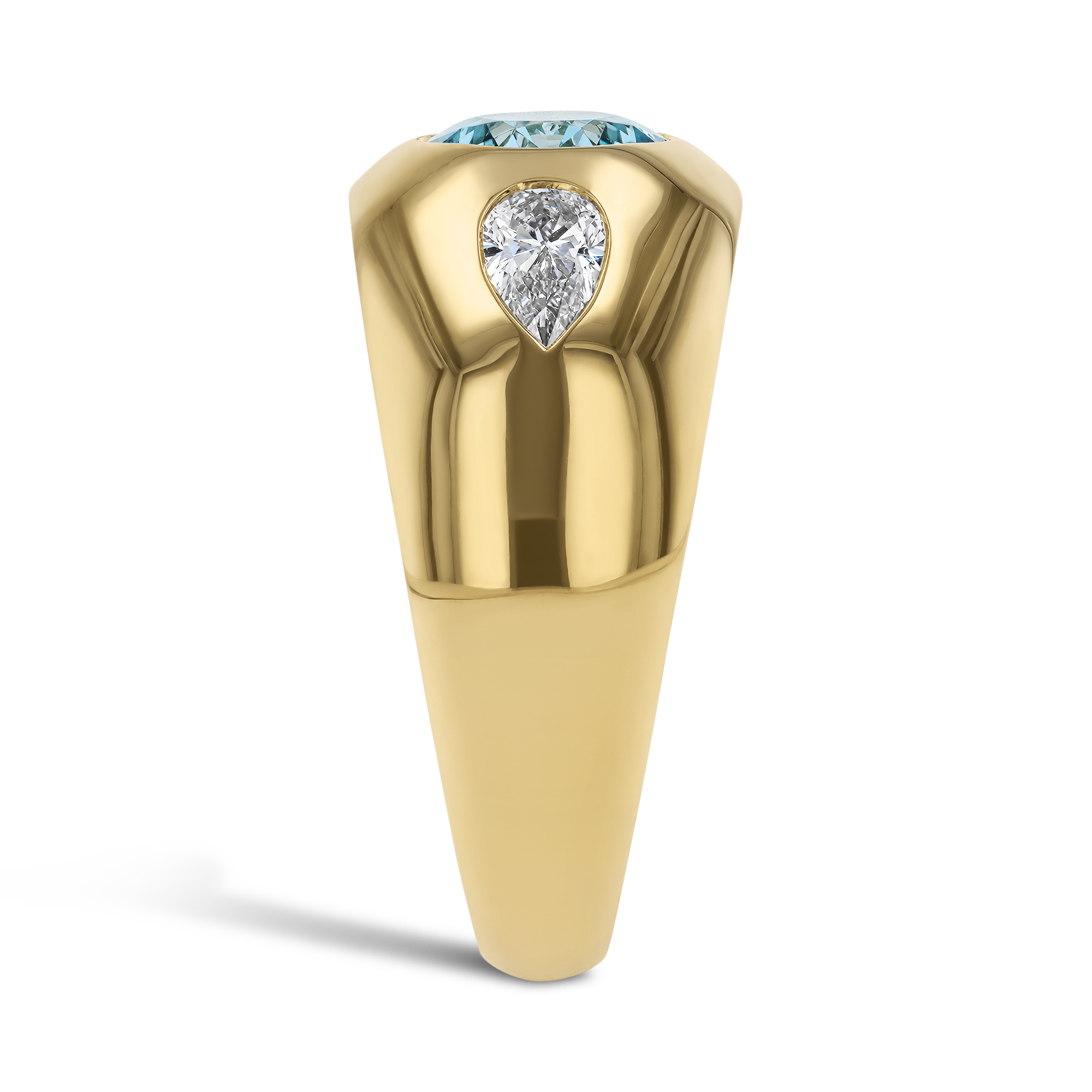 Stellar 1.93ct Aquamarine and Diamond Bombé Ring Oval Cut, Rubover Set_4
