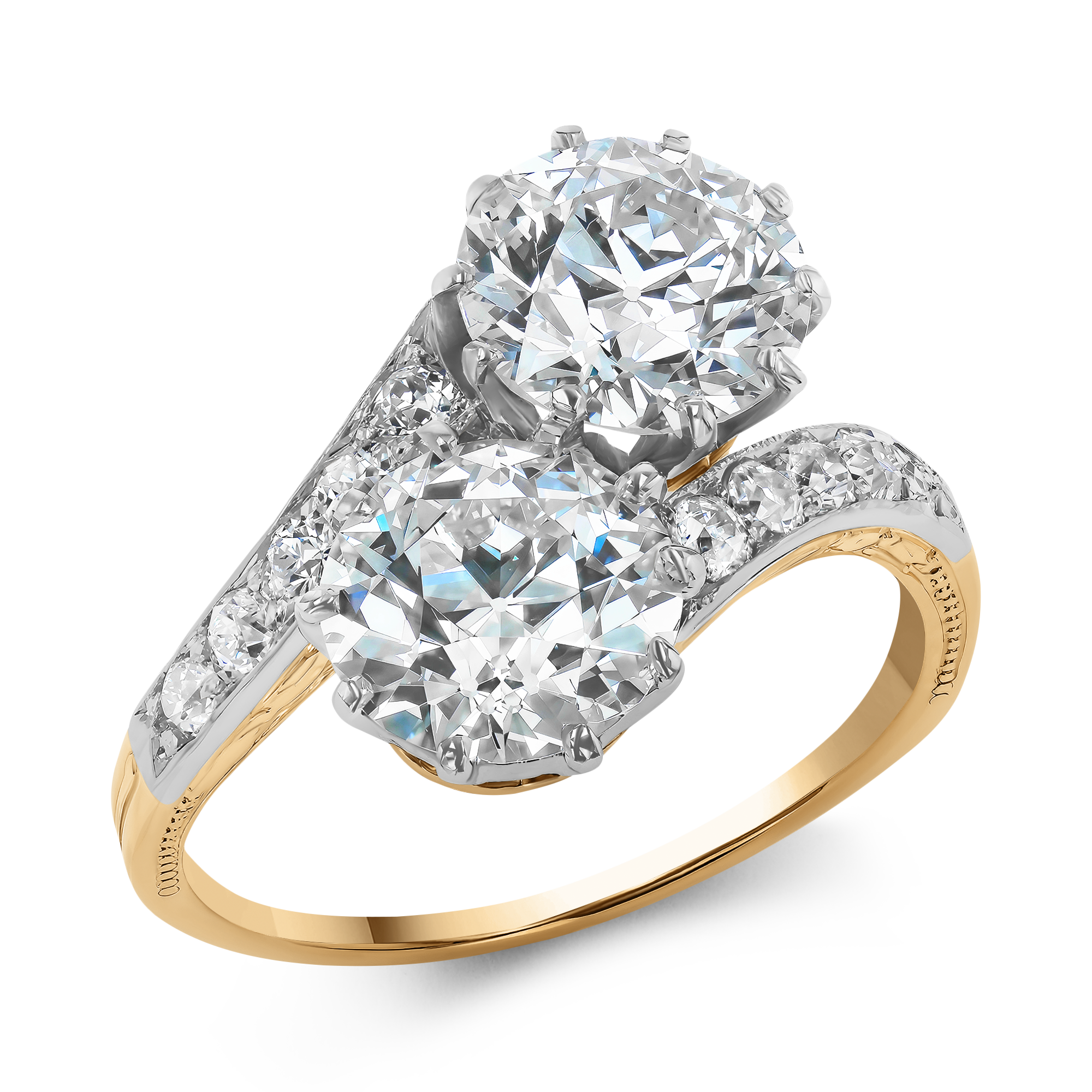 Old Cut Diamond Toi et Moi Ring Old Mine Cut, Claw Set_1