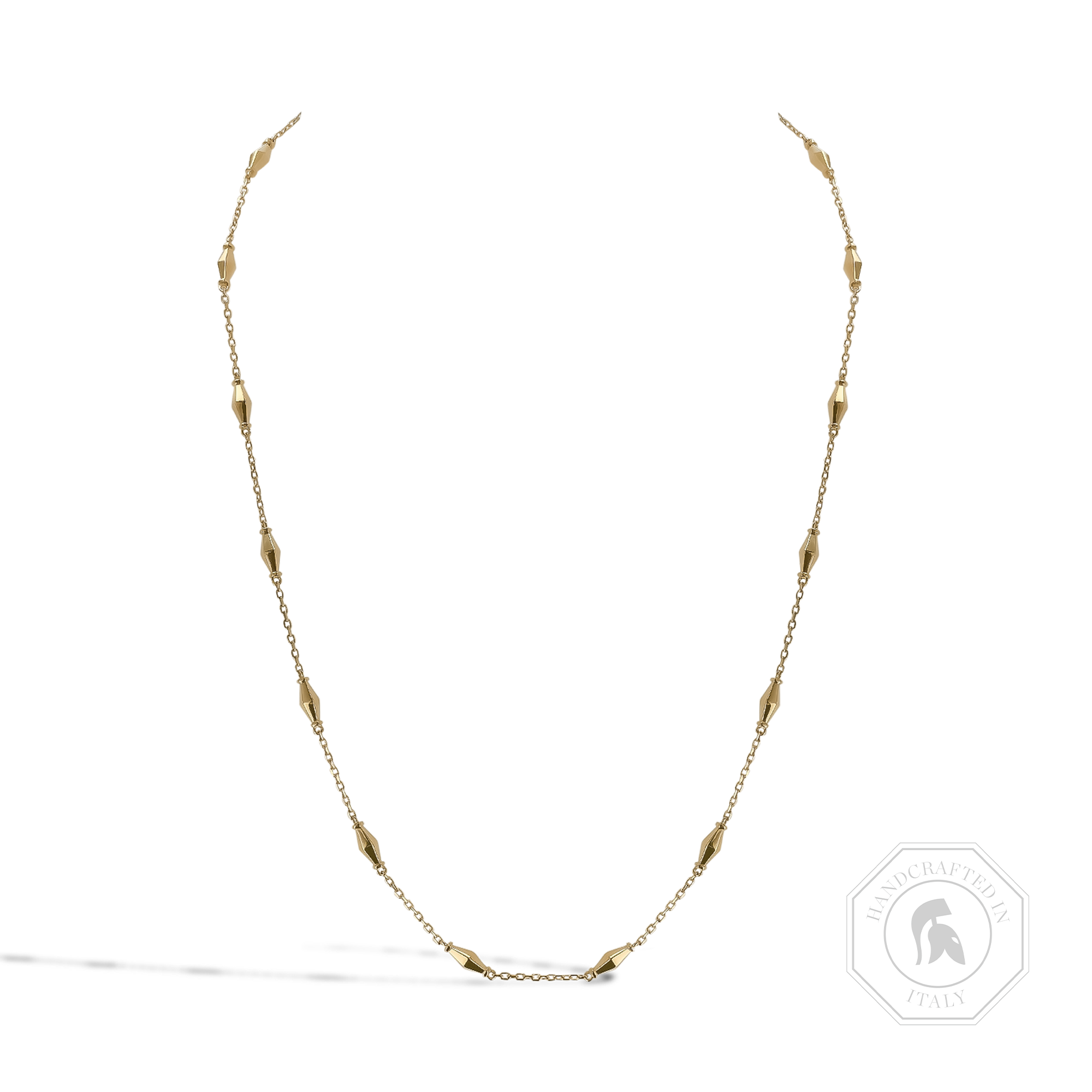 Mini-Cleopatra Gold Faceted Barrel Link Chain 45cm Necklace _1